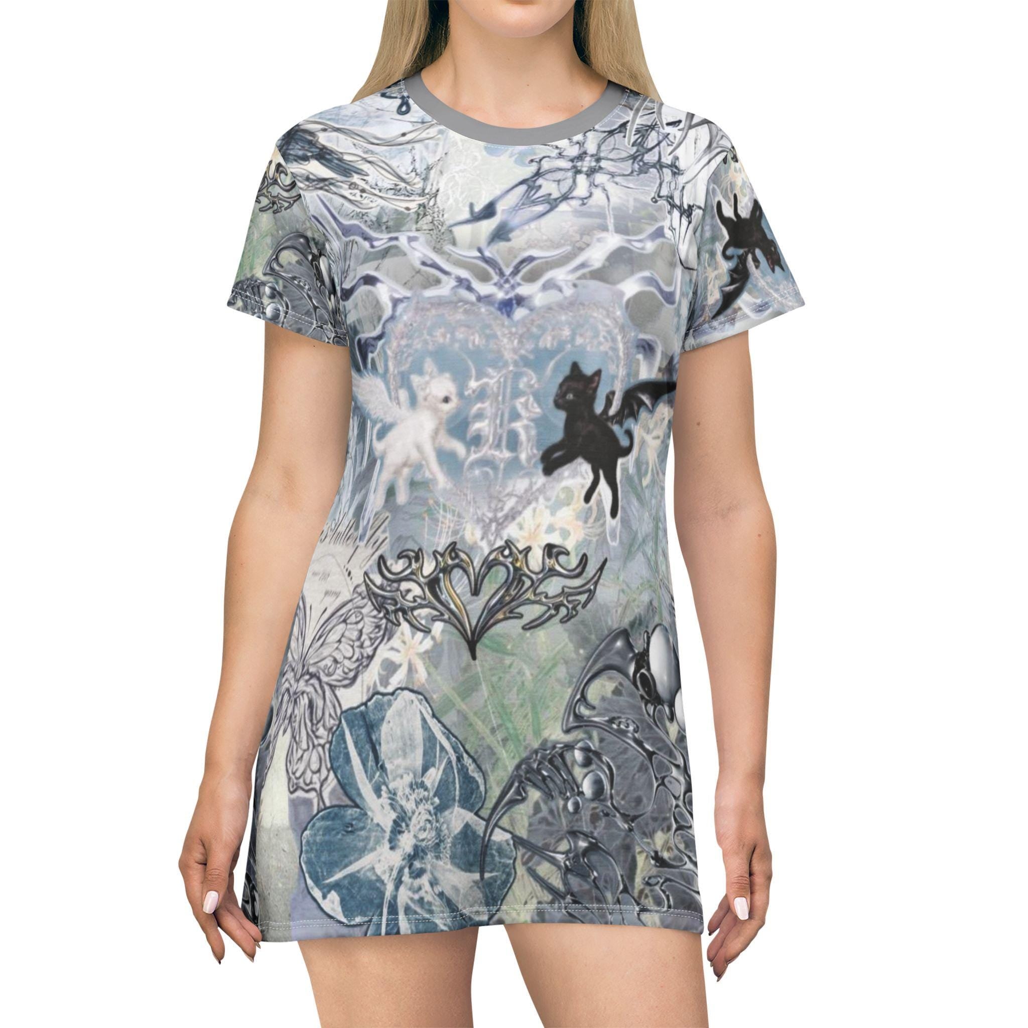 Cyber Cat T-Shirt Dress: Epic Dreamy Style - Kitty TeeHees