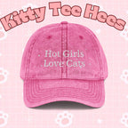 Vintage Style Embroidered Cat Cap, Funny Cat Lady Hat - Kitty TeeHees