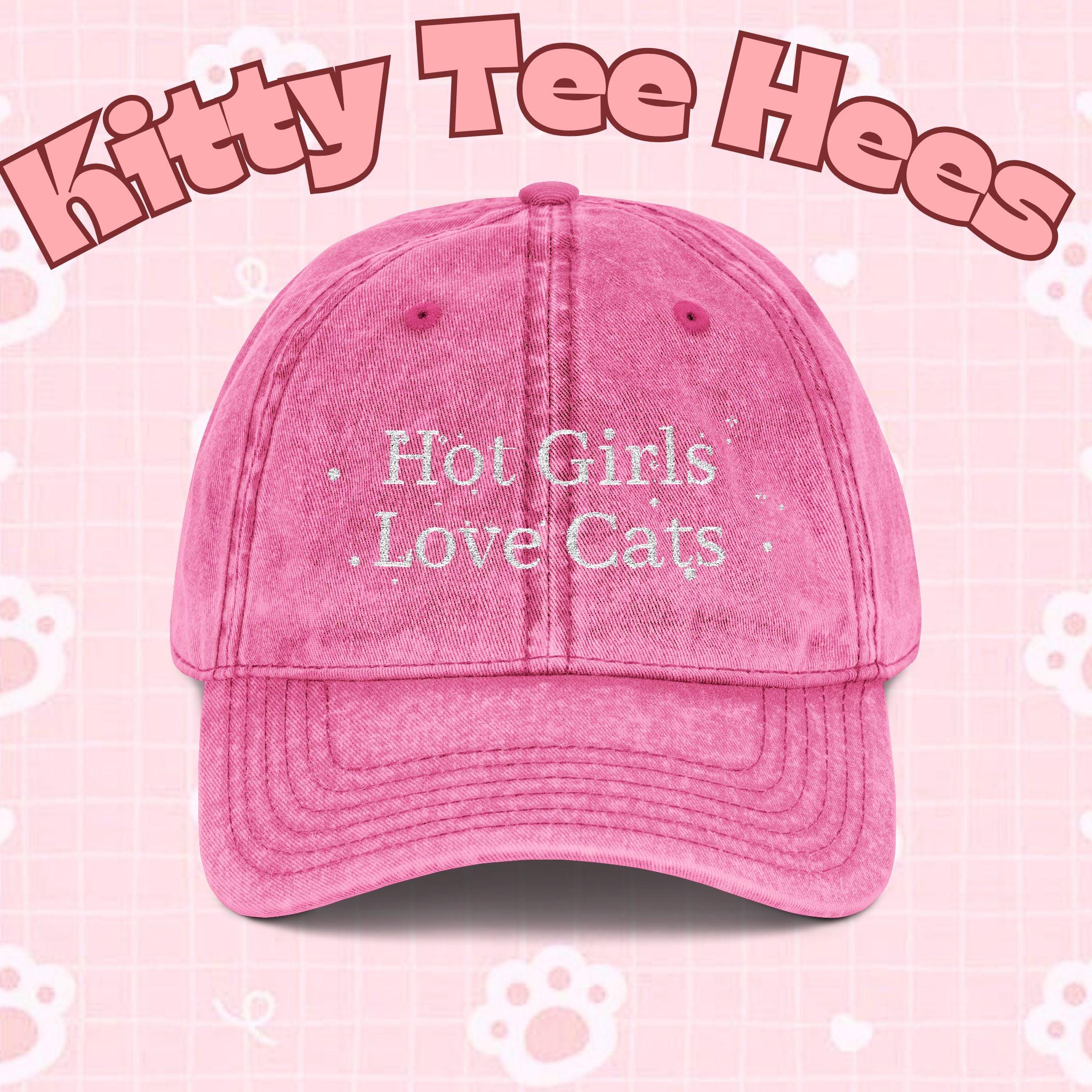 Vintage Style Embroidered Cat Cap, Funny Cat Lady Hat - Kitty TeeHees