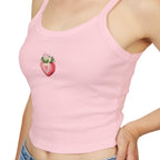 Strawberry Heart Tank Top, Comfy Spaghetti Strap, Kittyteehees Fashion - Kitty TeeHees