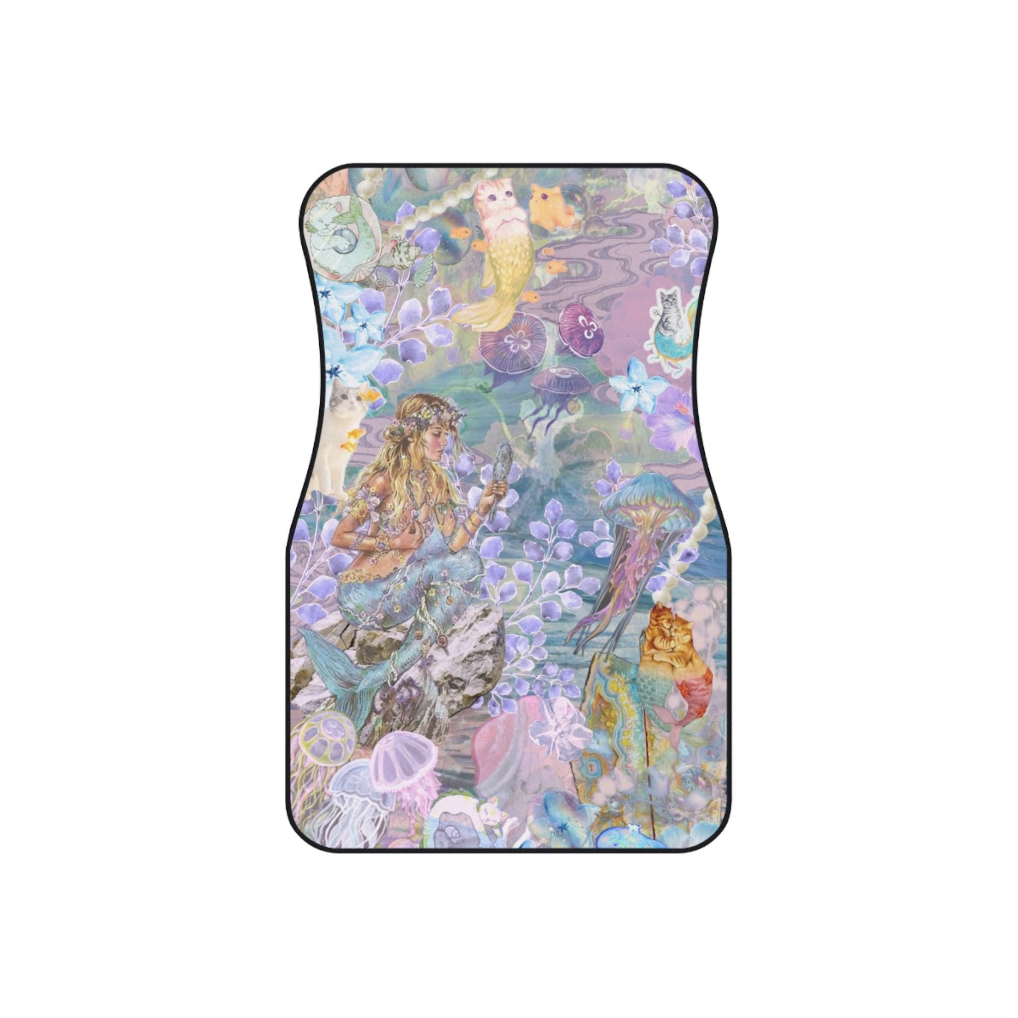 Mermaid pattern Car Mats | Set of 4, Cute Mermaid Floor Liners - Kitty TeeHees