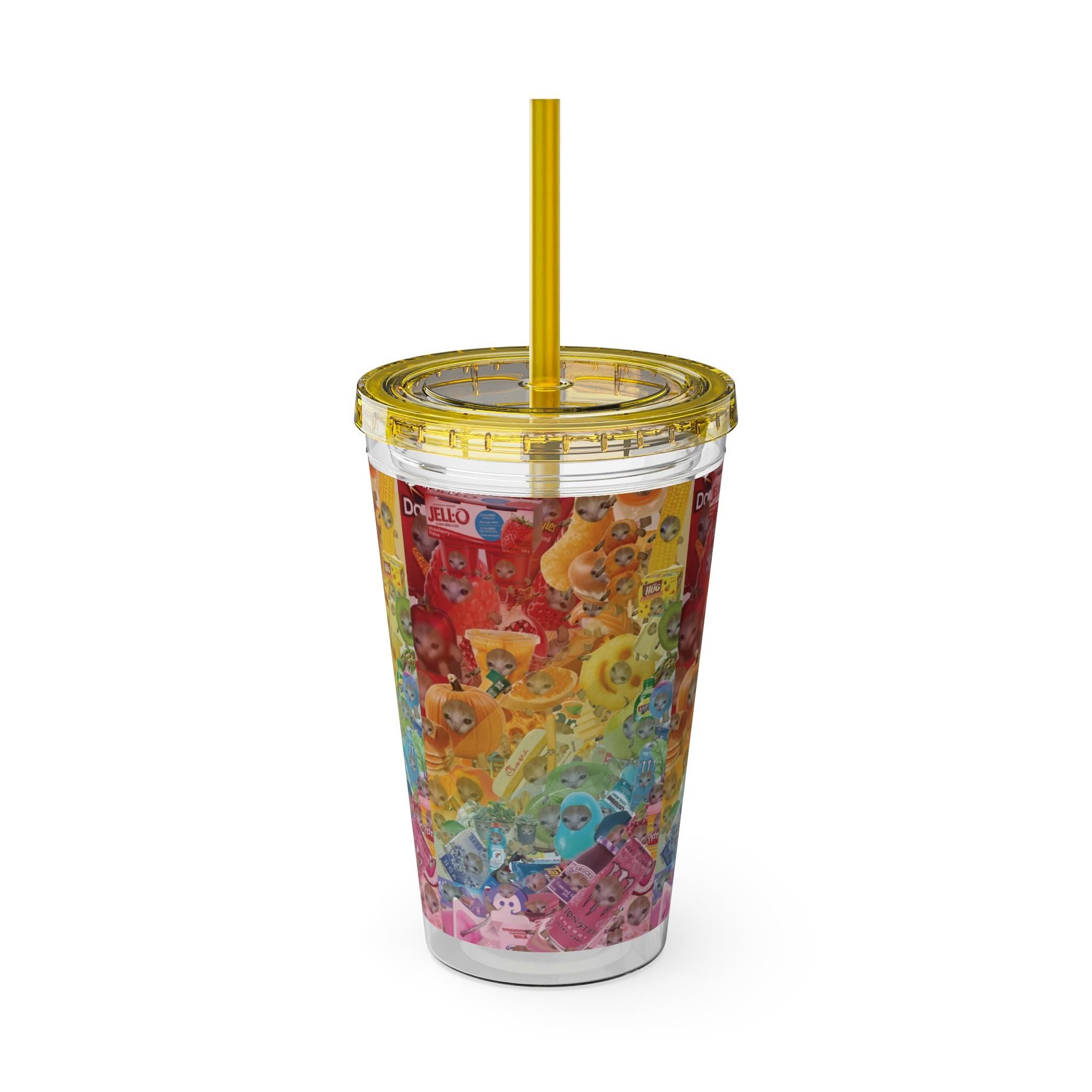 Rainbow Cat Tumbler Cup, Funny Cat Lover Drinking Vessle - Kitty TeeHees