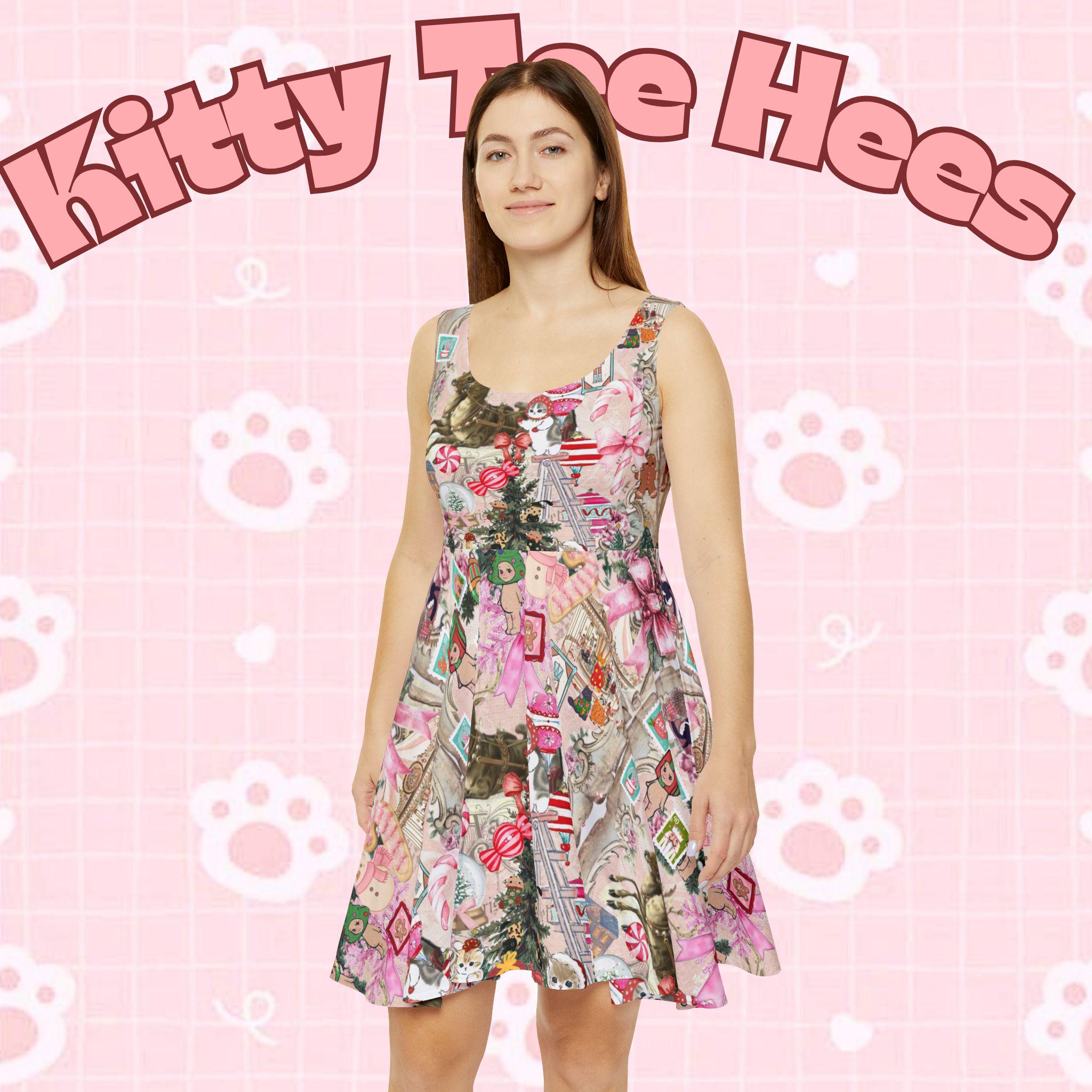 Christmas 2025 Dress Women's Skater Dress | Holiday Pattern - Kitty TeeHees
