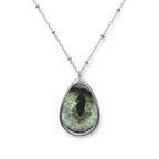 Cat Eye Pendant Necklace, Ellipse Charm, Vibrant Colors - Kitty TeeHees