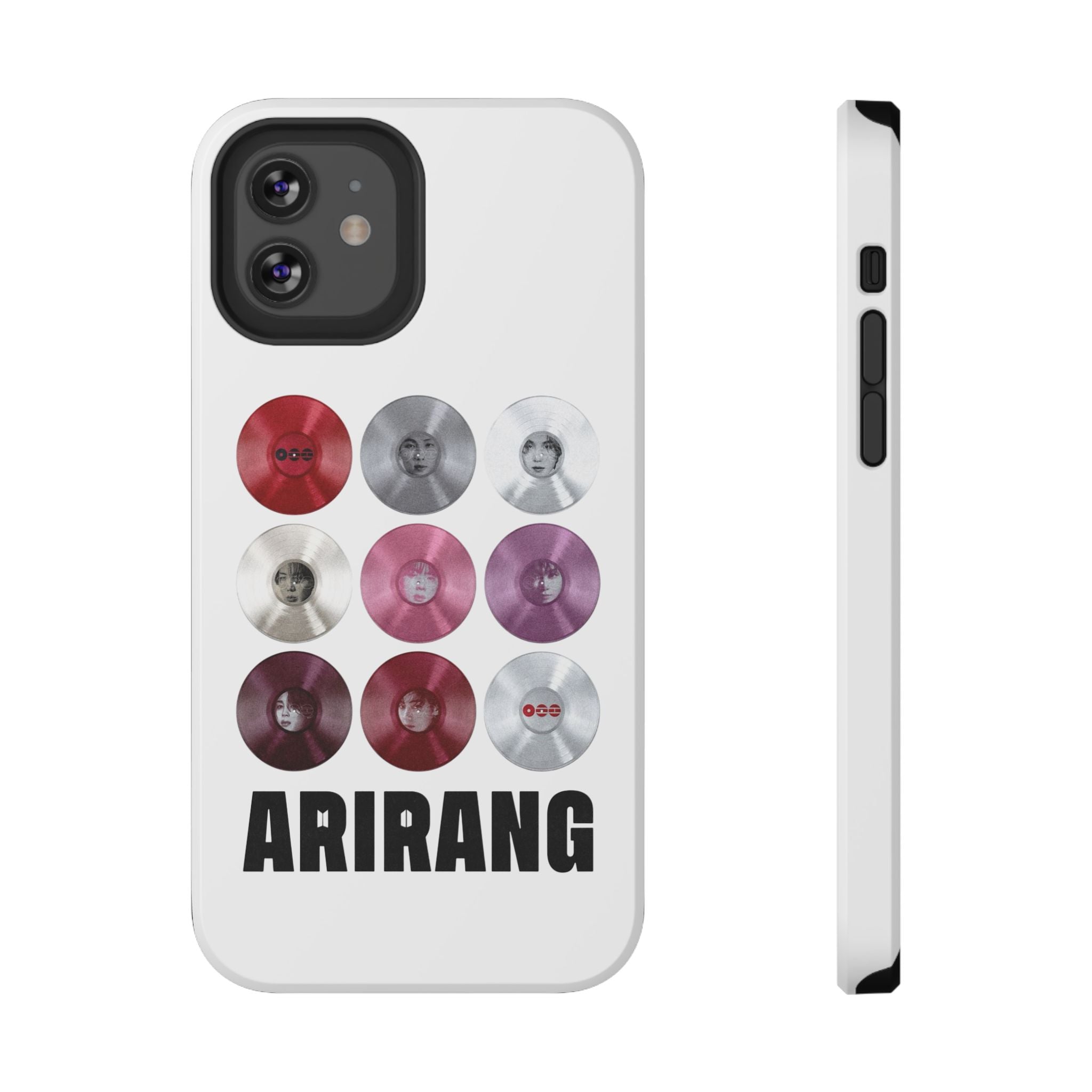 Printify Bangtan Arirang BTS vinyl record grid phone case with impact-resistant design, featuring vibrant BTS fan merchandise artwork.