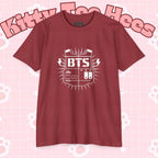 Custom BTS T-shirt featuring Jungkook, Jimin, V, J-Hope, RM, Suga, Jin, and Bangtan Boys, ideal for K-pop concert fans.