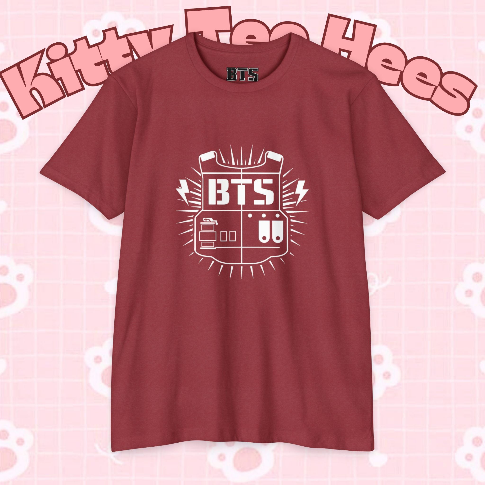 Custom BTS T-shirt featuring Jungkook, Jimin, V, J-Hope, RM, Suga, Jin, and Bangtan Boys, ideal for K-pop concert fans.