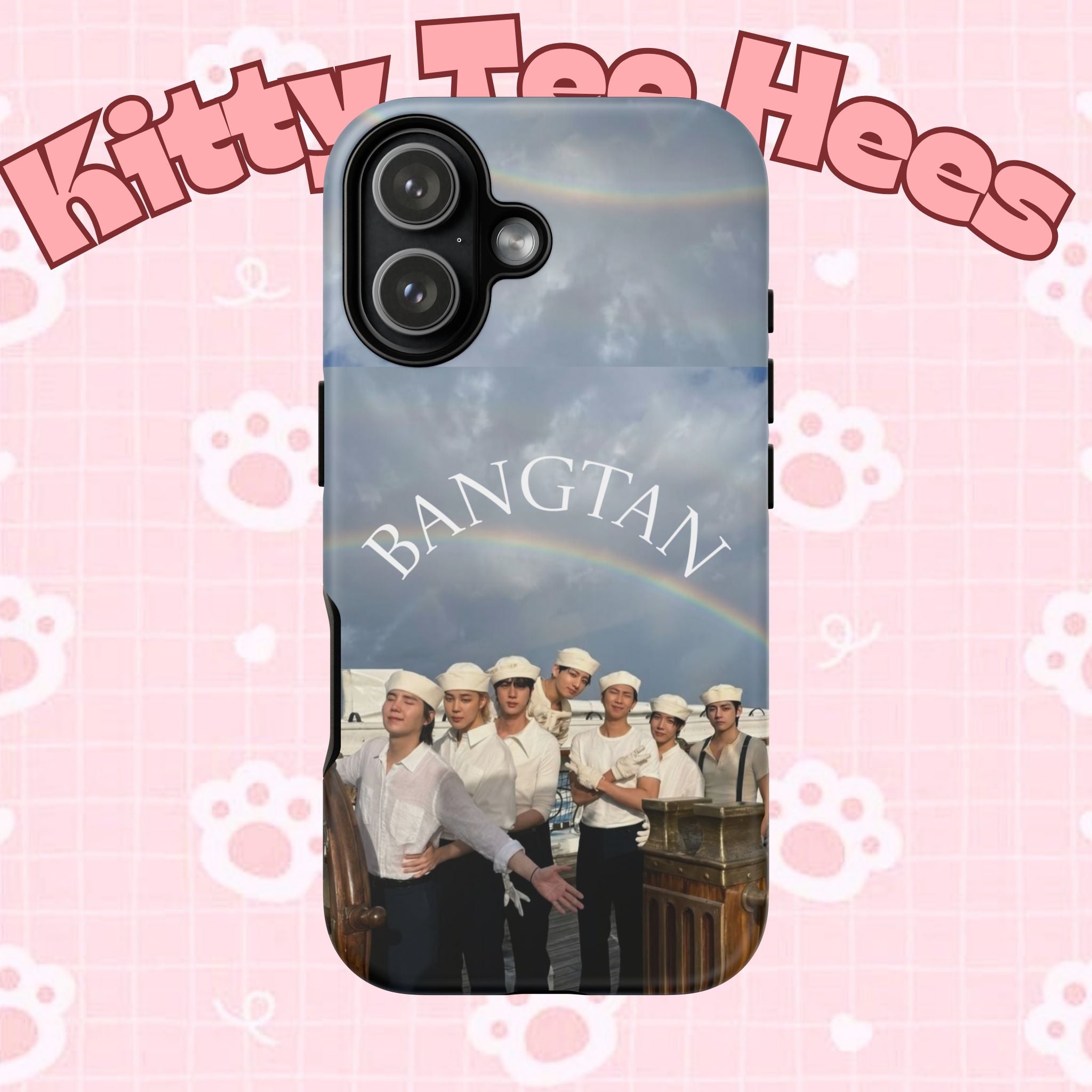 Cute BTS Sailor iPhone and Samsung phone case featuring sailor-themed design with Bangtan Sailor motif by Printify.
