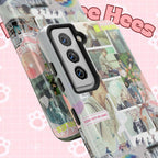K-Pop BTS collage phone case for iPhone and Samsung with pastel hot air balloon design, durable tough protective cover.