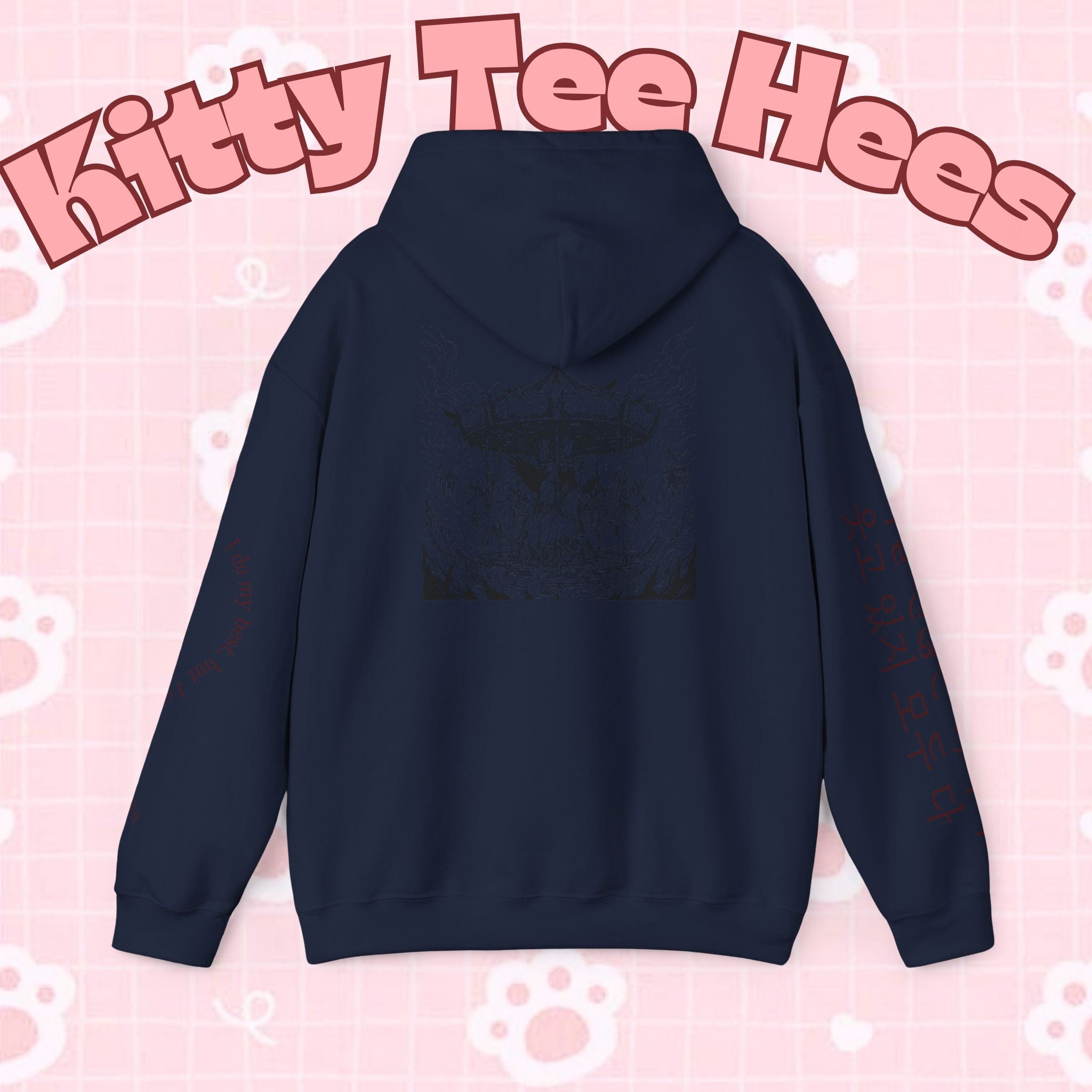 BTS Merry-go-round Arirang 2026 hoodie with carousel illustration, Korean script sleeve, and fun lyric design by Printify.