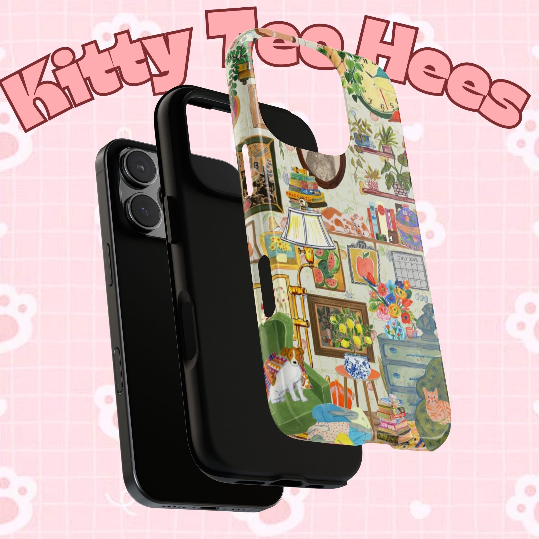 Printify cute cat portrait phone case for iPhone 17, stylish and cozy design featuring a pet image on a protective case.