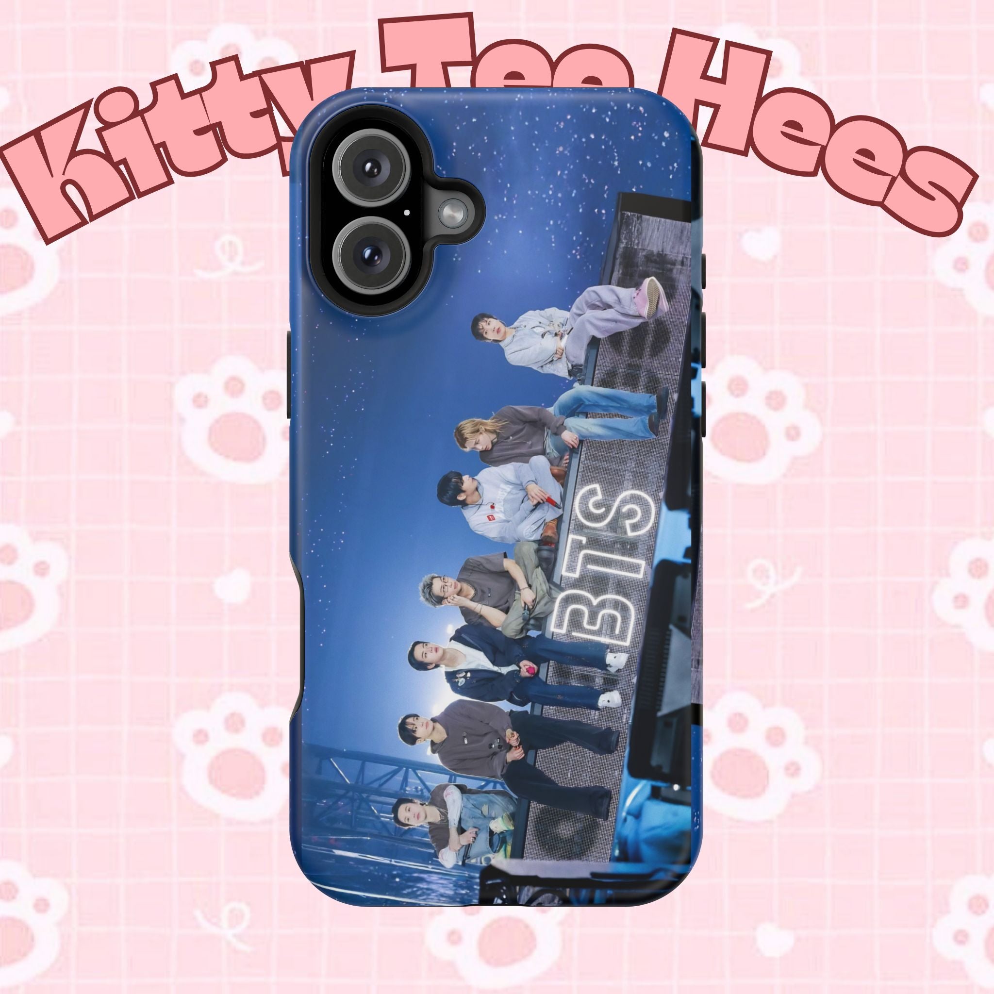 Printify BTS Bangtan World Tour Arirang impact-resistant phone case for iPhone 17 and Samsung Galaxy S26 Ultra.