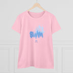 Women's BTS Sailboat Script Logo T-shirt featuring Bangtan World Tour design, cotton fabric, perfect for concert and casual wear.