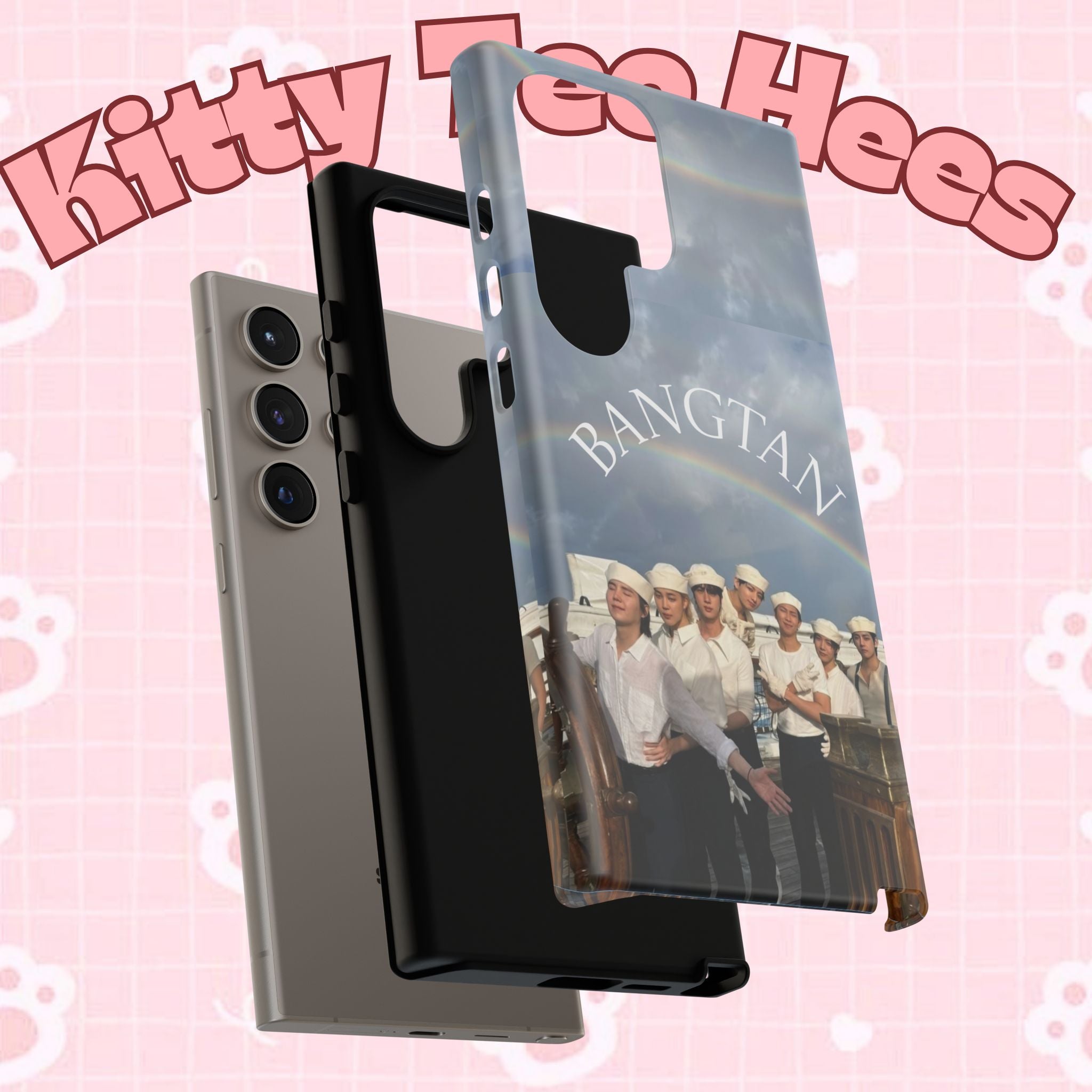 Cute Sailor BTS Swim phone case for iPhone and Samsung, featuring colorful Bangtan Sailor design by Printify.