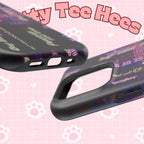 Neon Korean script BTS phone case for iPhone and Samsung, impact-resistant, featuring bold neon lettering and BTS branding.