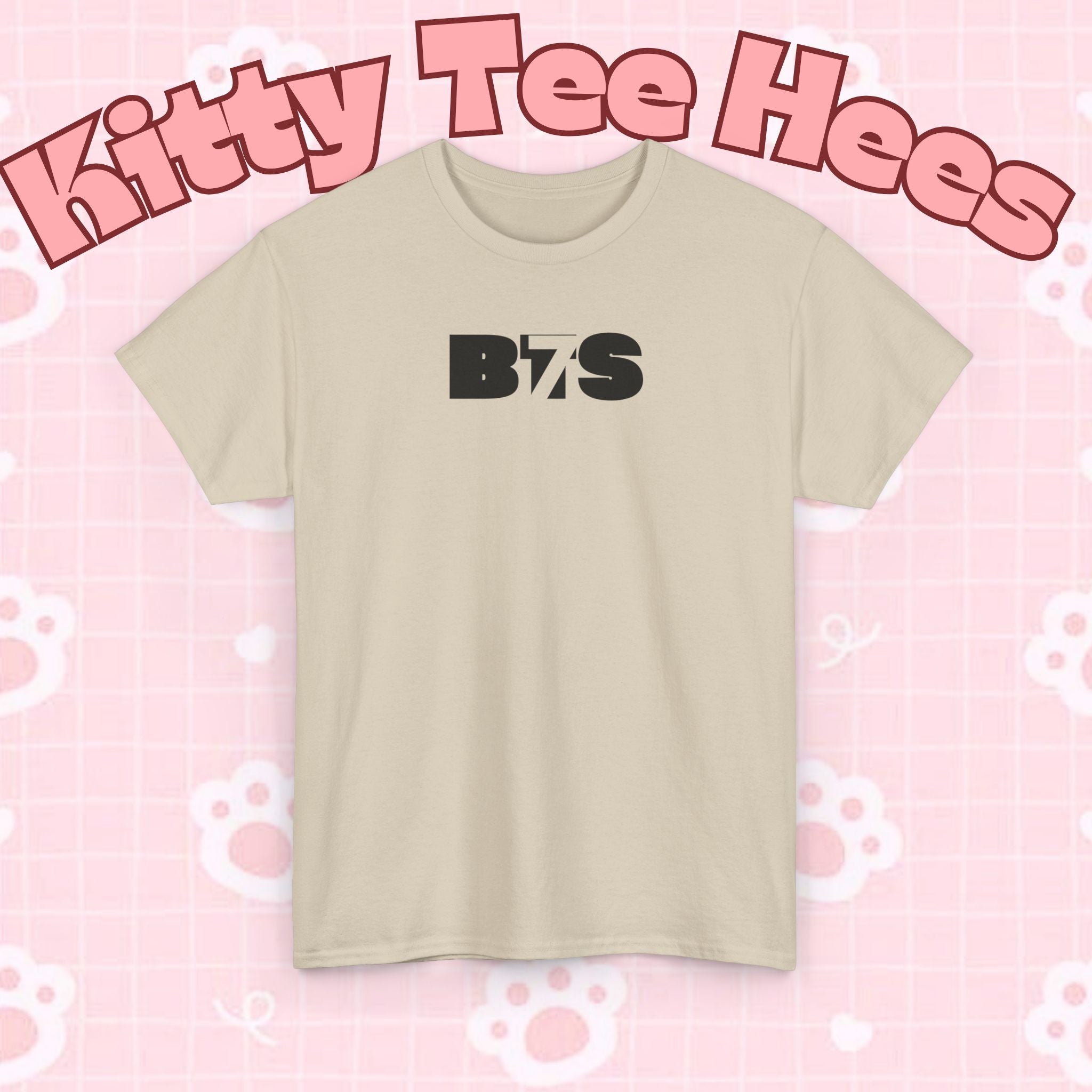 Black BTS Logo T-Shirt by Printify featuring Bangtan band emblem on a minimal K-Pop band shirt.
