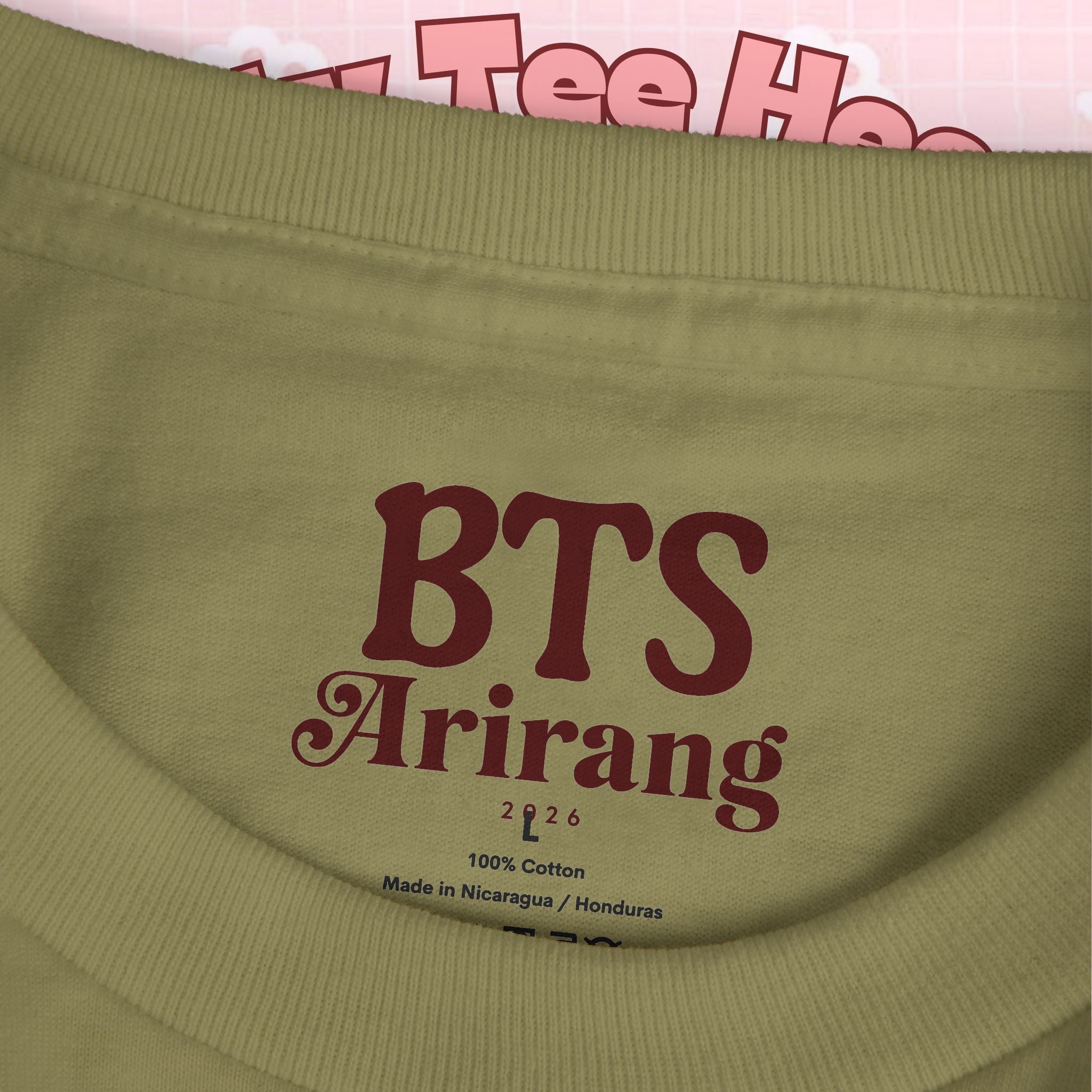 Bangtan Arirang Cool Flame Logo T-Shirt by Printify featuring a back print design and casual fit.