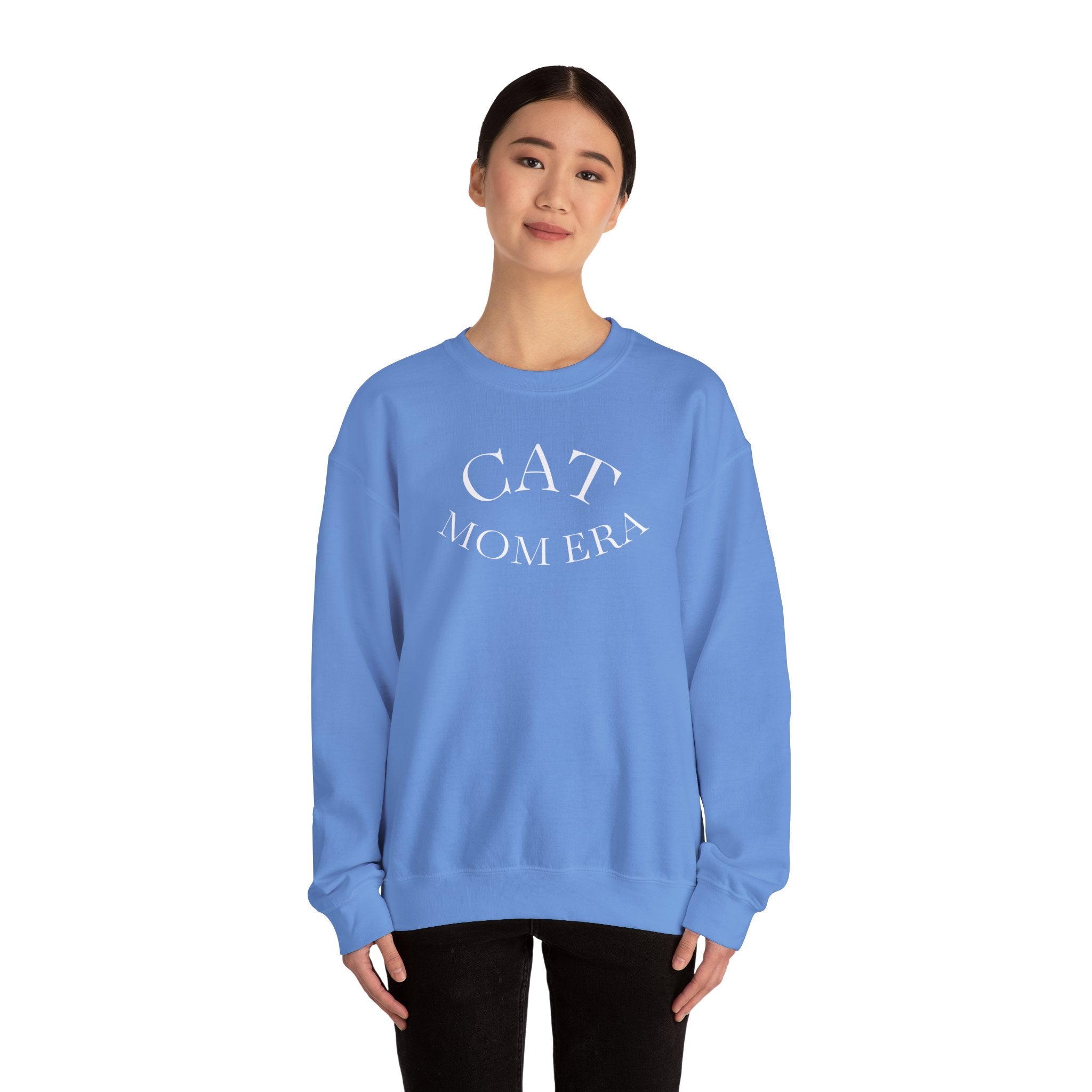 Cozy Printify cat mom sweatshirt with cute animal print, perfect for feline parents and pet lovers during Christmas.