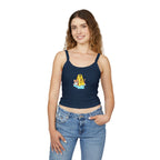 Printify fun cat warning tank top for women, cute spaghetti strap pet-themed summer top with playful cat graphics.