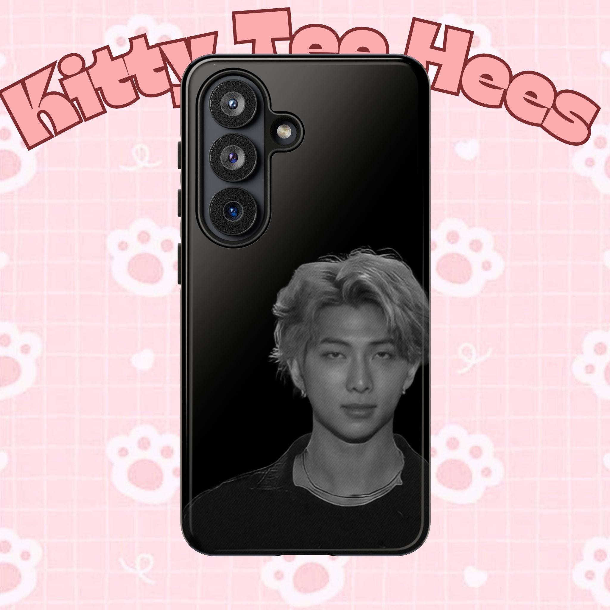 Namjoon BTS concert themed iPhone case by Printify showing a rugged phone protector with concert-inspired design.