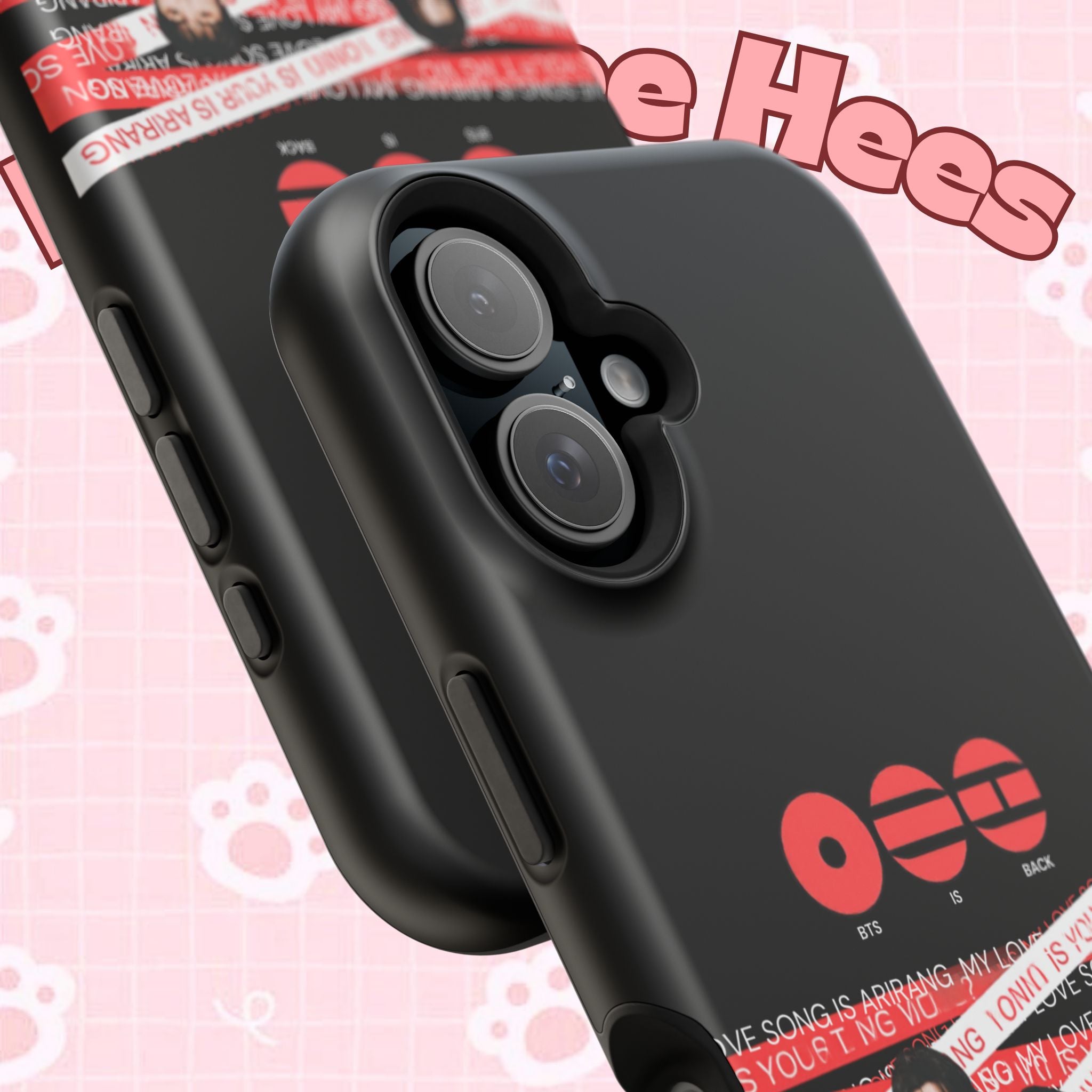 Custom BTS Bangtan phone case featuring fanmade K-Pop band photo, impact-resistant design with BTS concert and Arirang themes.