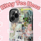 Printify BTS collage phone case for iPhone and Samsung featuring pastel hot air balloon and K-Pop photo collage design.