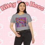 Colorful BTS kidcore T-shirt featuring a Bangtan Boys K-Pop group photo, women's festival crop top, Printify brand.