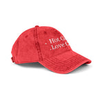 Vintage style embroidered hat featuring "Hot Girls Love Cats" design, casual wear accessory with a chic, vintage-inspired look.
