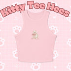 Pink Kitty Bow Racerback Tank Top, Cat Lover Summer Fashion - Kitty TeeHees