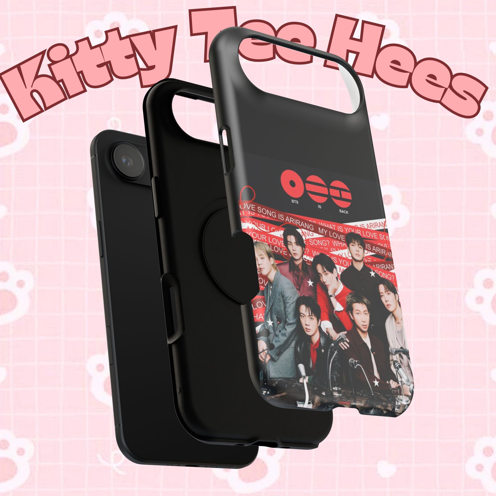 Printify BTS Arirang phone case featuring Bangtan concert design, impact-resistant K-Pop band photo phone protector.