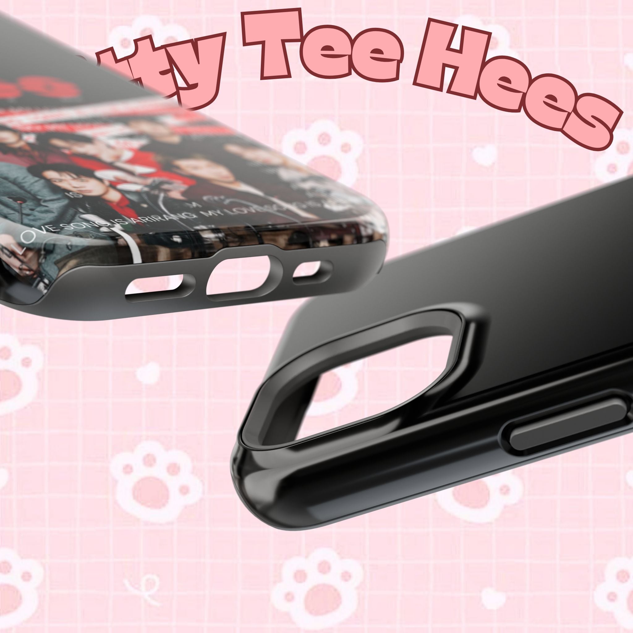 K-Pop BTS Bangtan phone case with concert fanmade design, impact-resistant, featuring BTS band photo and vibrant graphics.