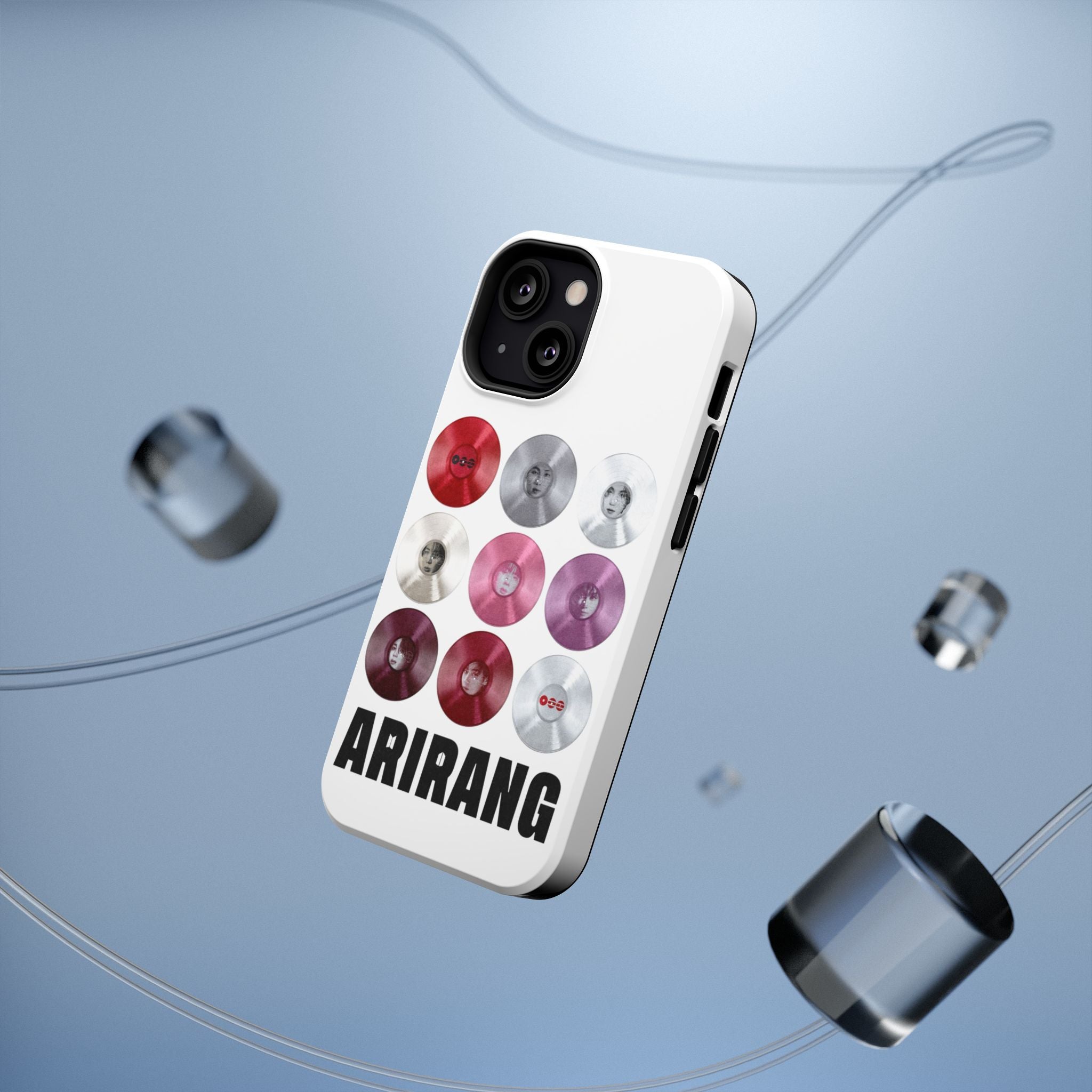 Printify BTS Arirang vinyl record grid phone case featuring impact-resistant material and cool BTS fan merchandise design.