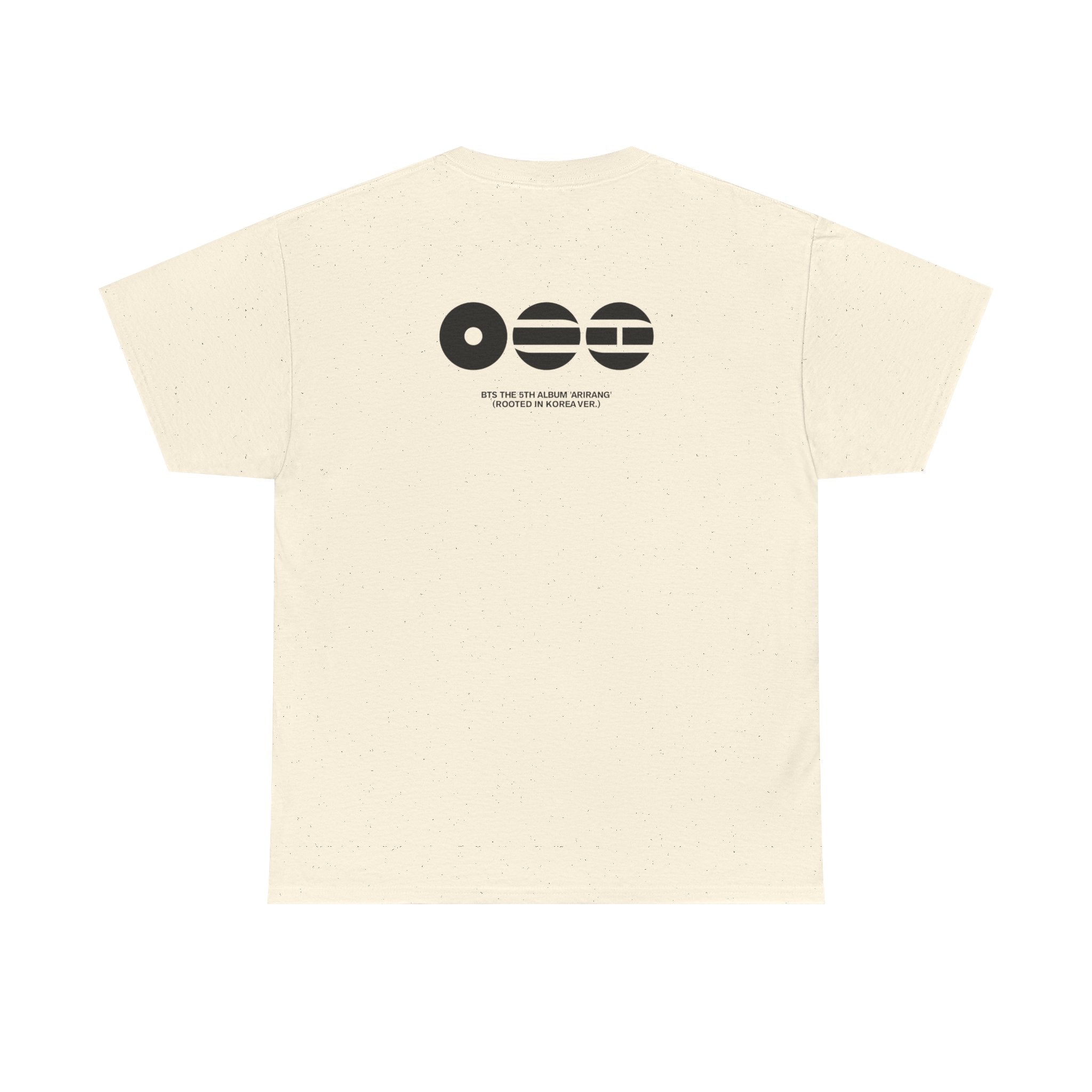 K-Pop inspired BTS Arirang bangtan concert T-shirt with graphic design, casual printify branded T-shirt for BTS world tour fans.