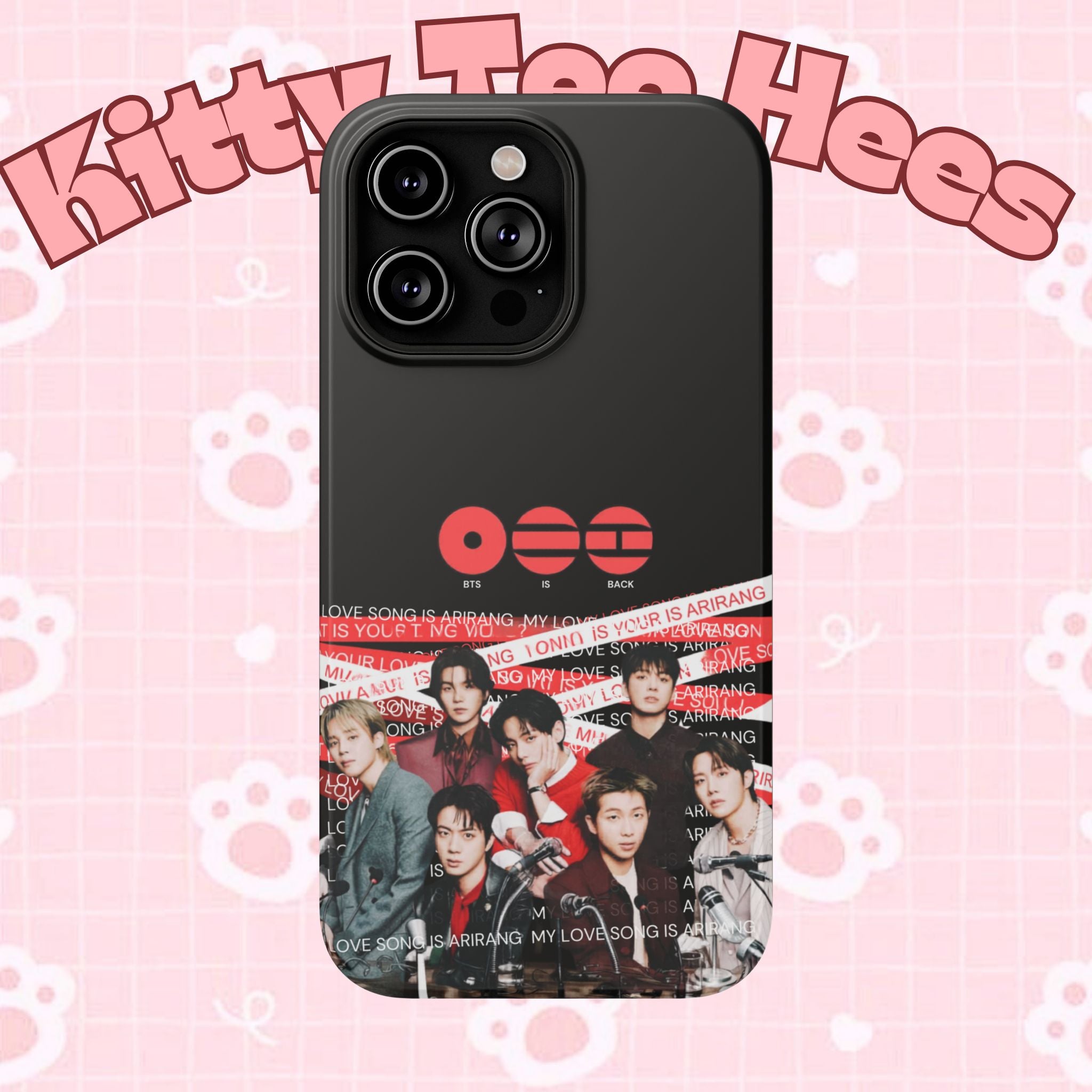Custom BTS ARIRANG K-Pop phone case featuring fanmade Bangtan Boys image, impact-resistant design by Printify.