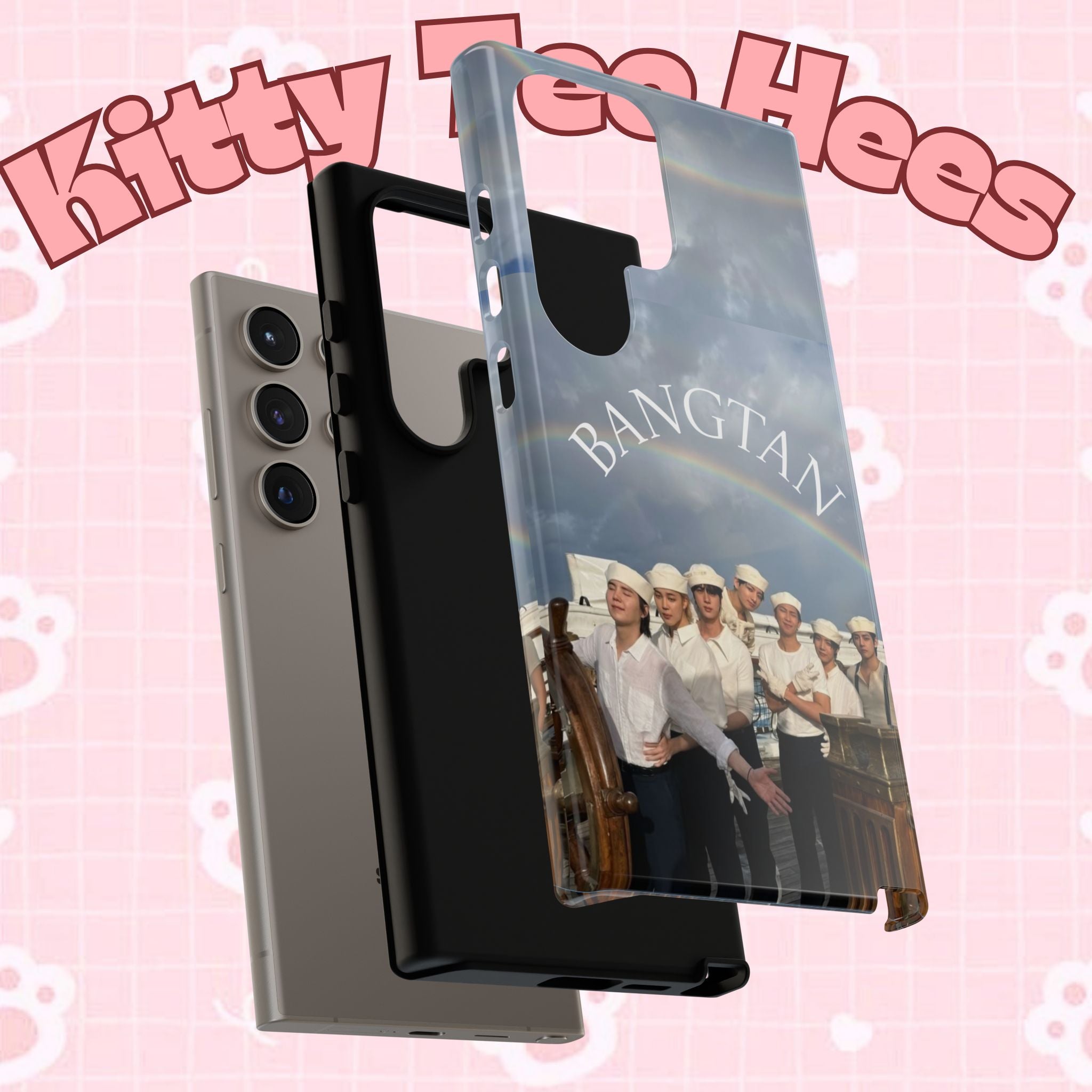 Cute Sailor BTS Swim phone case for iPhone and Samsung, featuring colorful sailor-themed design by Printify.