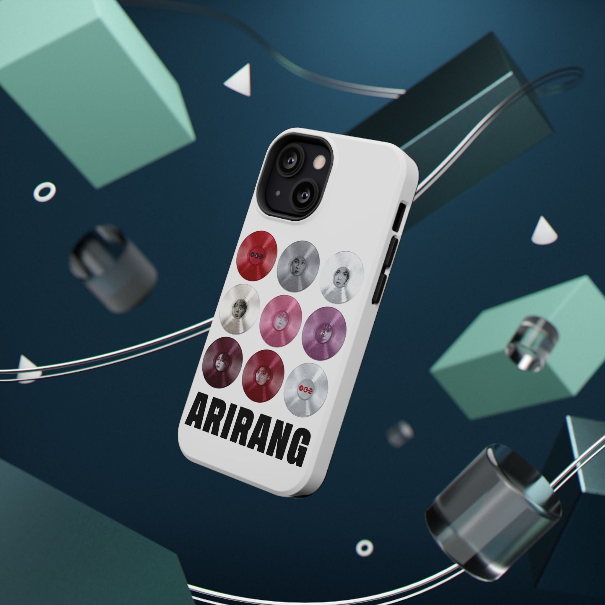 Printify Bangtan Arirang BTS vinyl record grid phone case featuring impact-resistant design and BTS fan merchandise artwork.