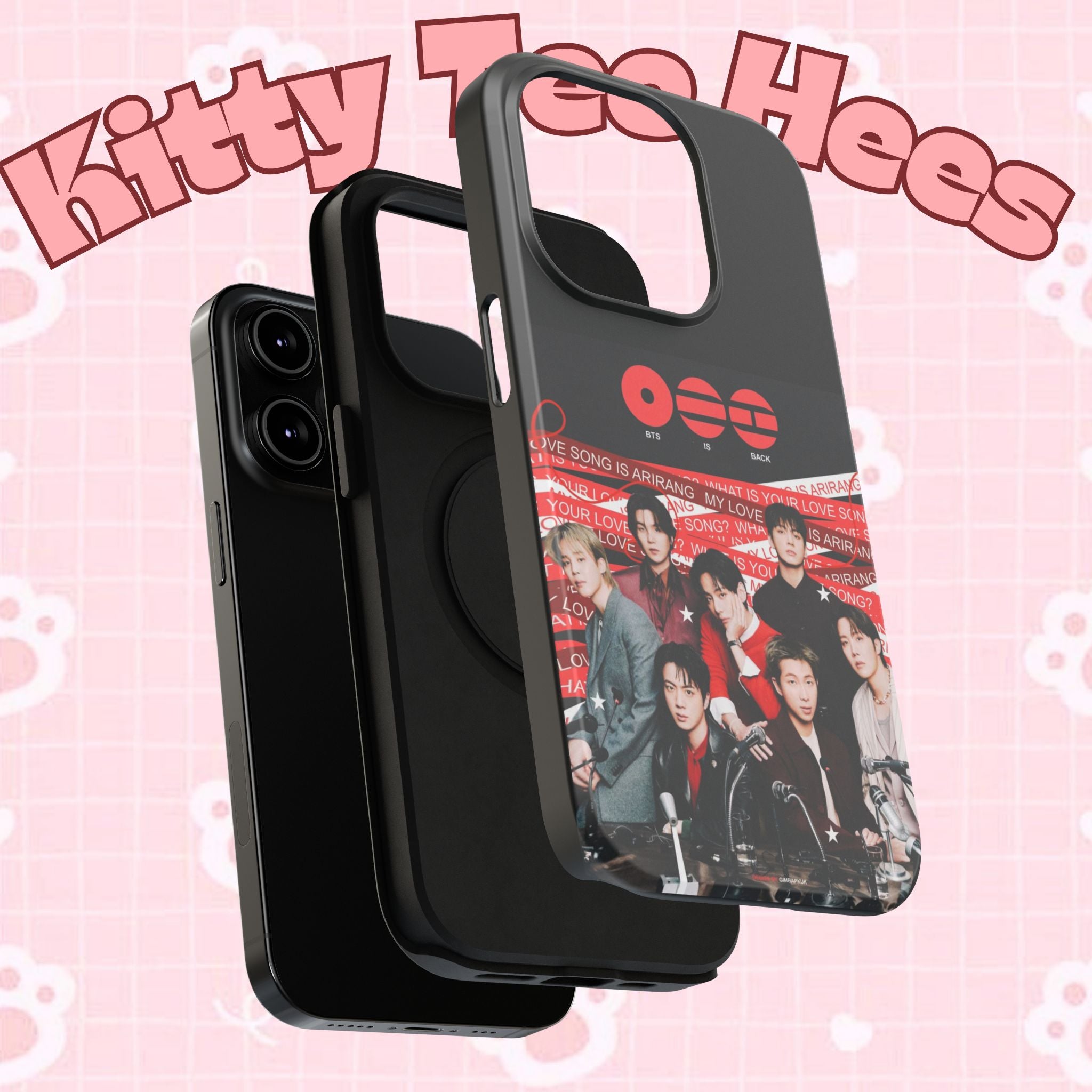 Printify BTS Arirang phone case featuring Bangtan concert image, impact-resistant K-pop band photo phone case for smartphones.
