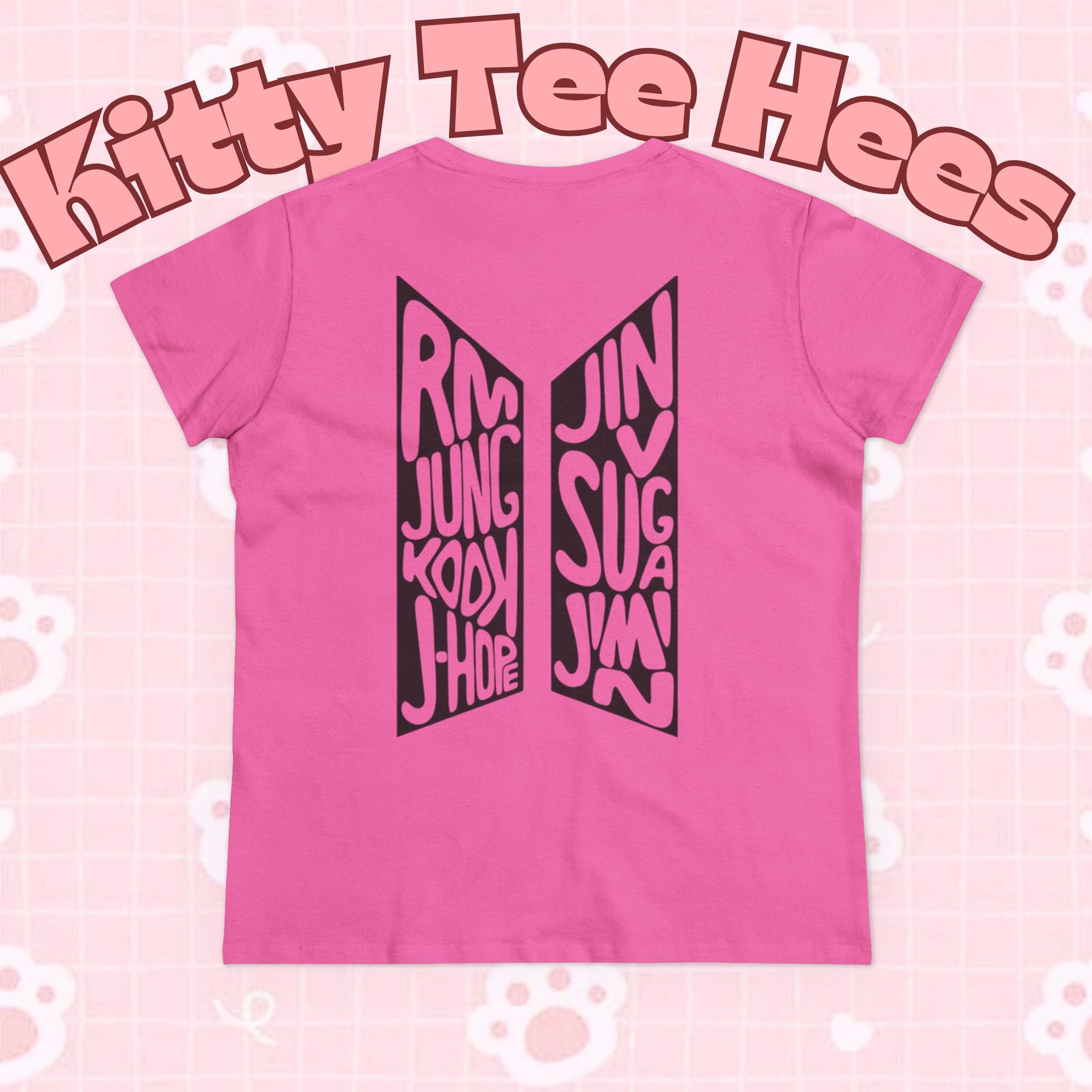BTS ARIRANG graphic T-shirt featuring Bangtan Boys logo and member names in colorful print, casual and stylish BTS band tee.