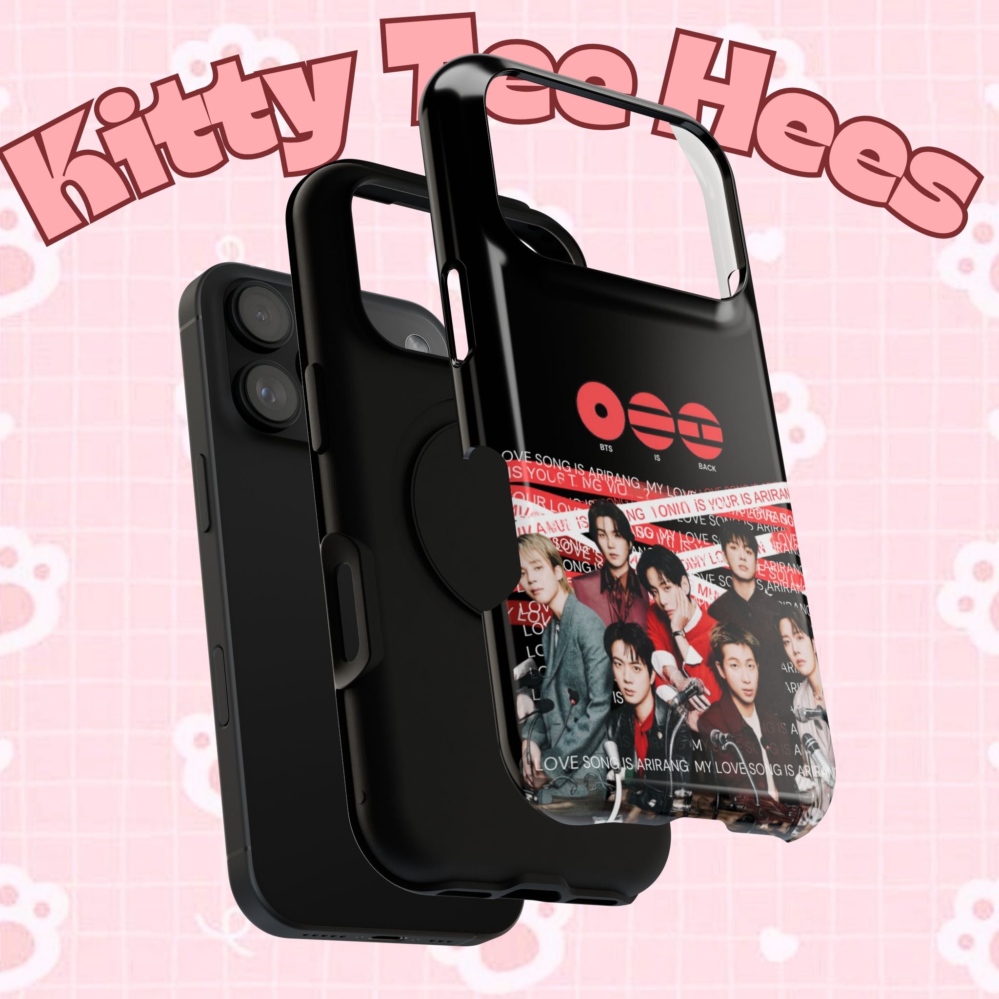 Impact-resistant phone case featuring BTS Bangtan Boys fanmade merch design, with K-pop band photo for BTS concert fans.