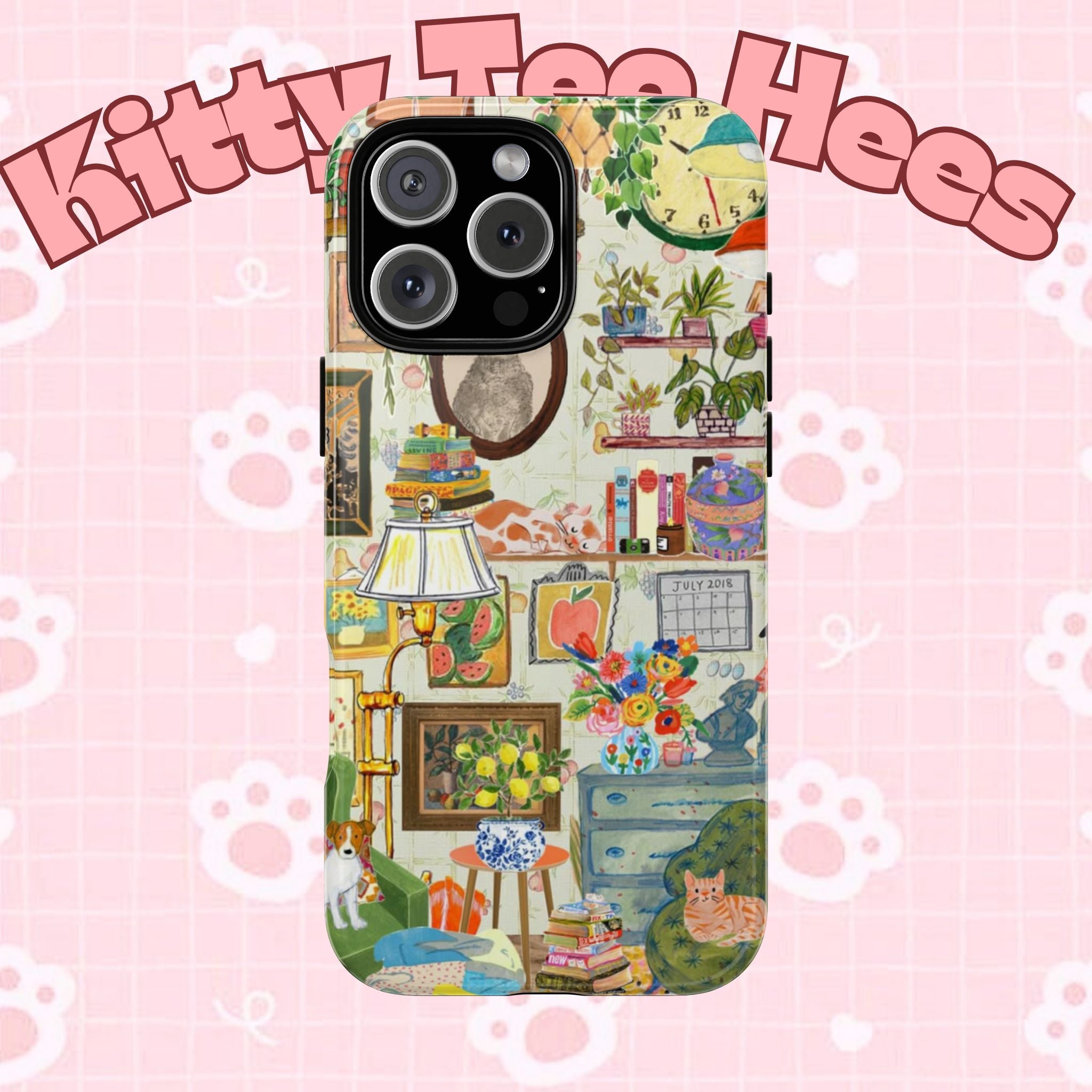 Printify cute cat pet portrait phone case for iPhone 17, featuring a cozy, stylish design with a framed cat image.