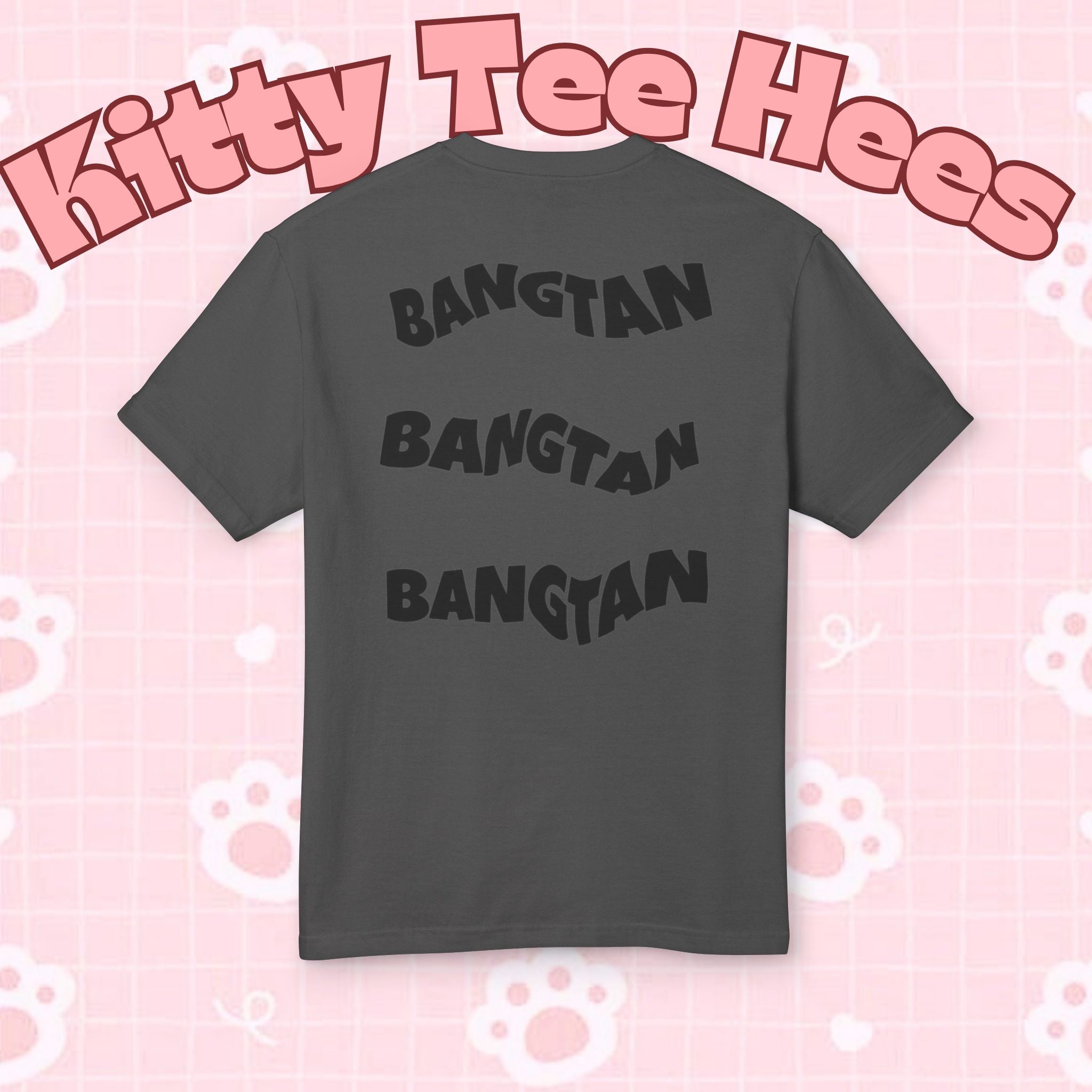 Black Bangtan Arirang Cool Flame Logo T-shirt by Printify featuring a back print design and bold flame logo graphic.