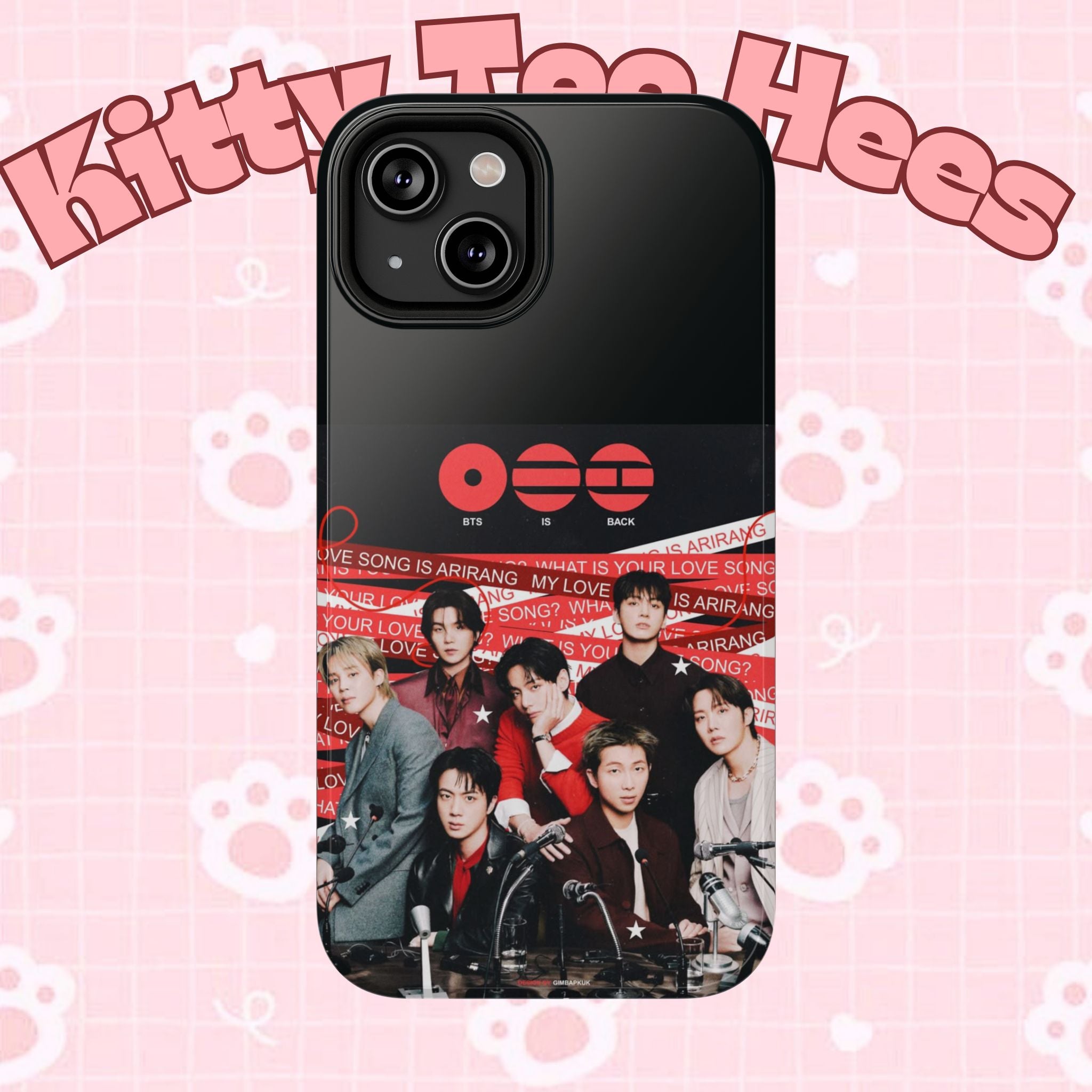 Printify BTS Arirang phone case featuring Bangtan concert photo, impact-resistant K-Pop band phone cover for 2026 fans