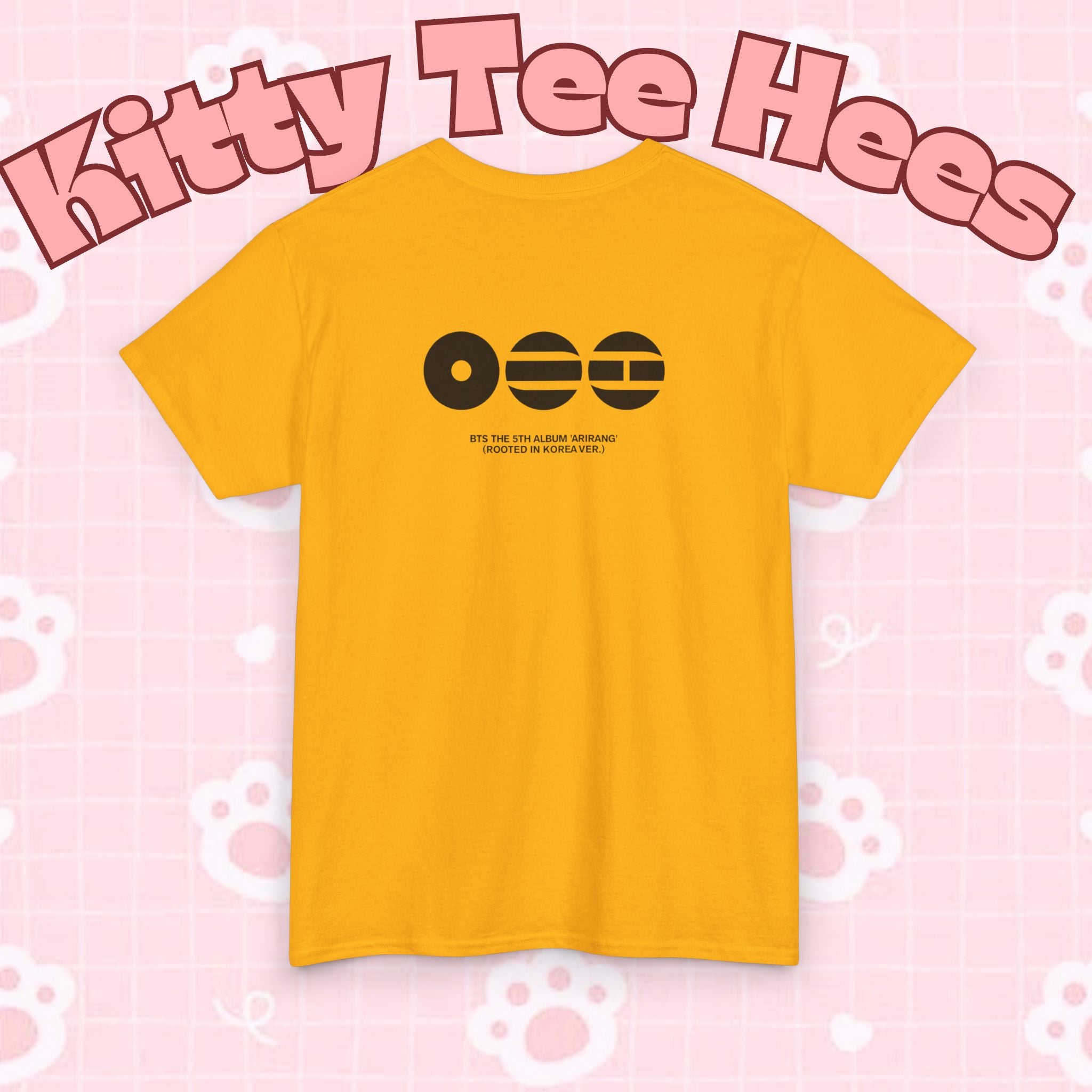 K-Pop inspired BTS Arirang Bangtan concert T-shirt with graphic design, featuring bold print and casual fit, by Printify