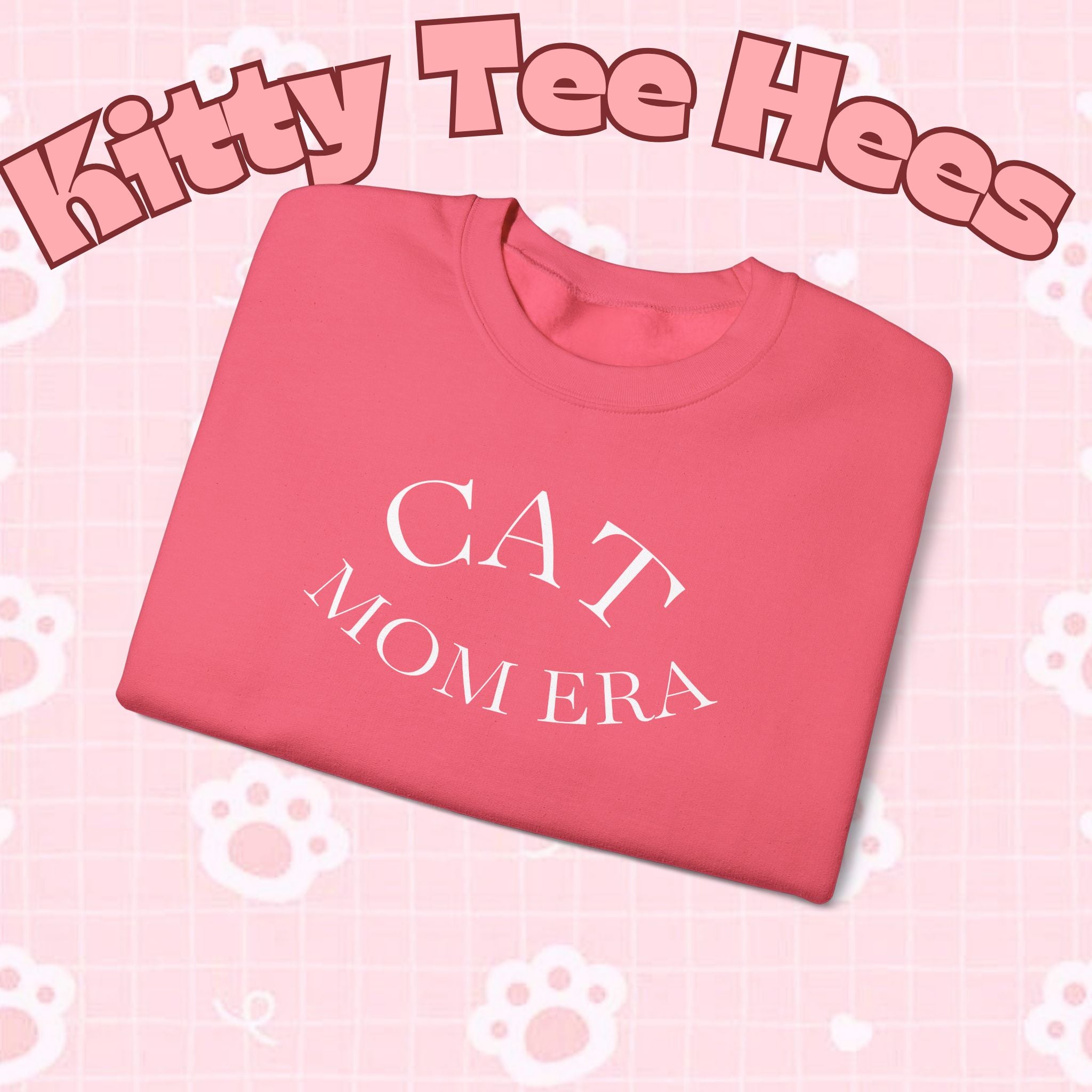 Cozy gray cat mom sweatshirt with a cute animal print, perfect for feline parents and pet lovers.