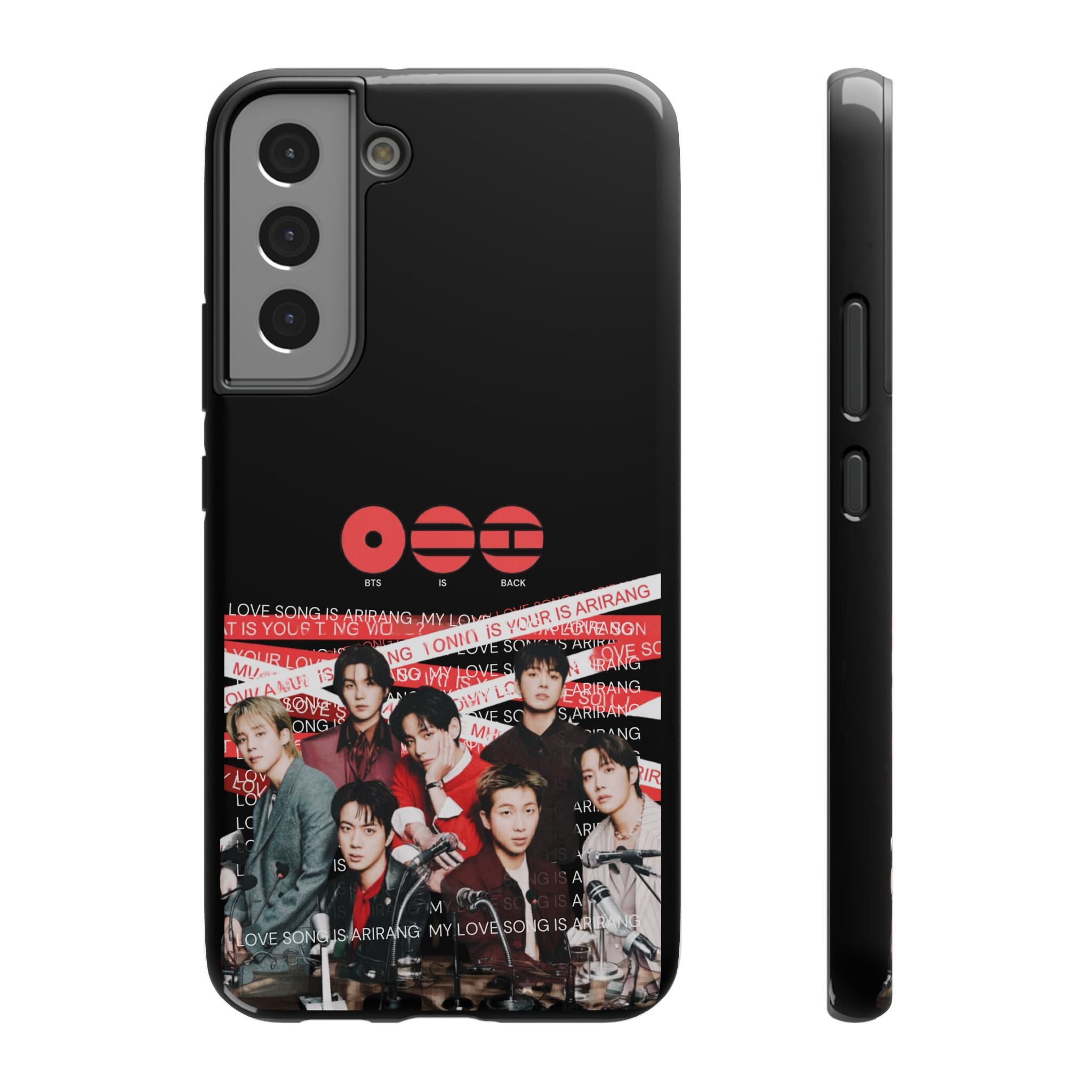 K-Pop BTS Bangtan phone case featuring fan-made BTS concert design, impact-resistant cover with band photo artwork.