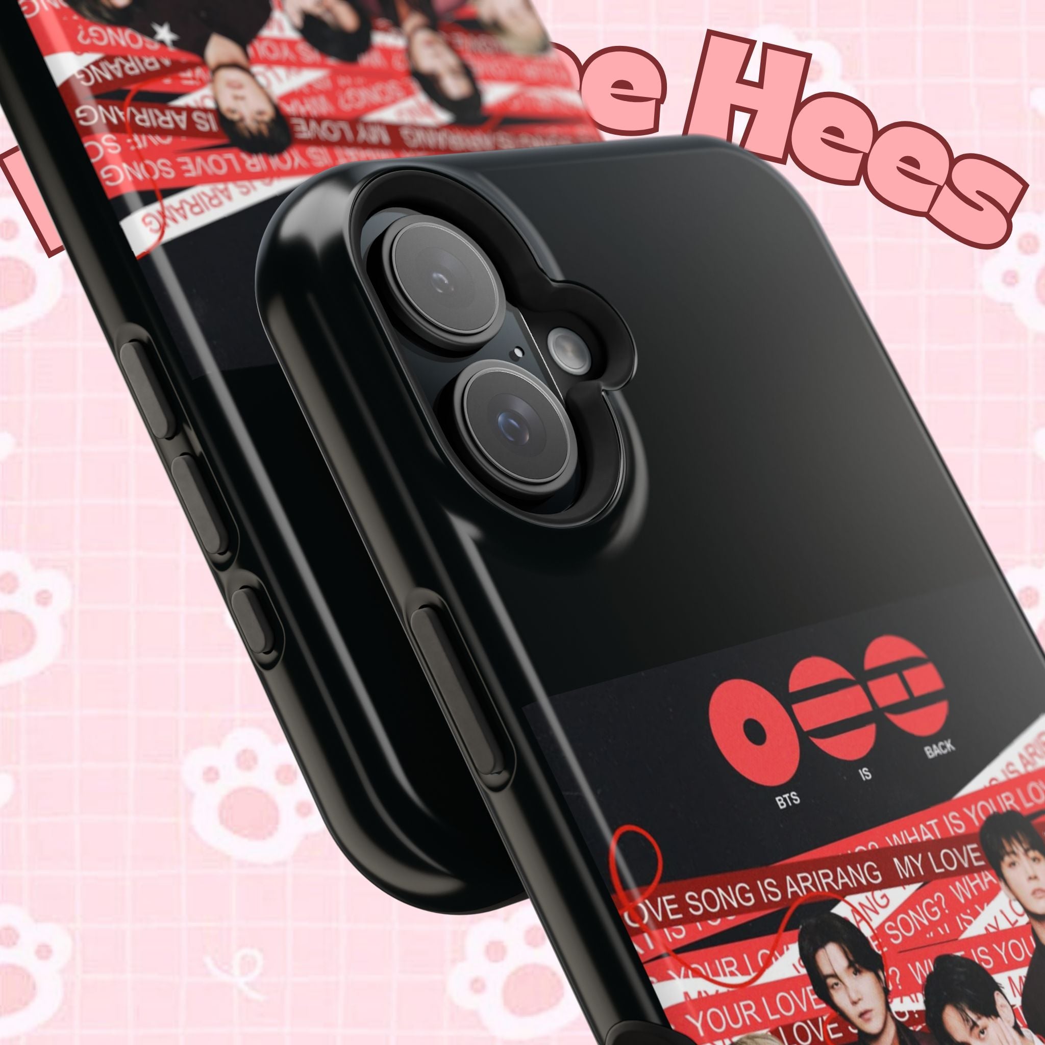 Printify BTS Arirang phone case featuring Bangtan concert design, impact-resistant K-Pop band photo phone case for fans.
