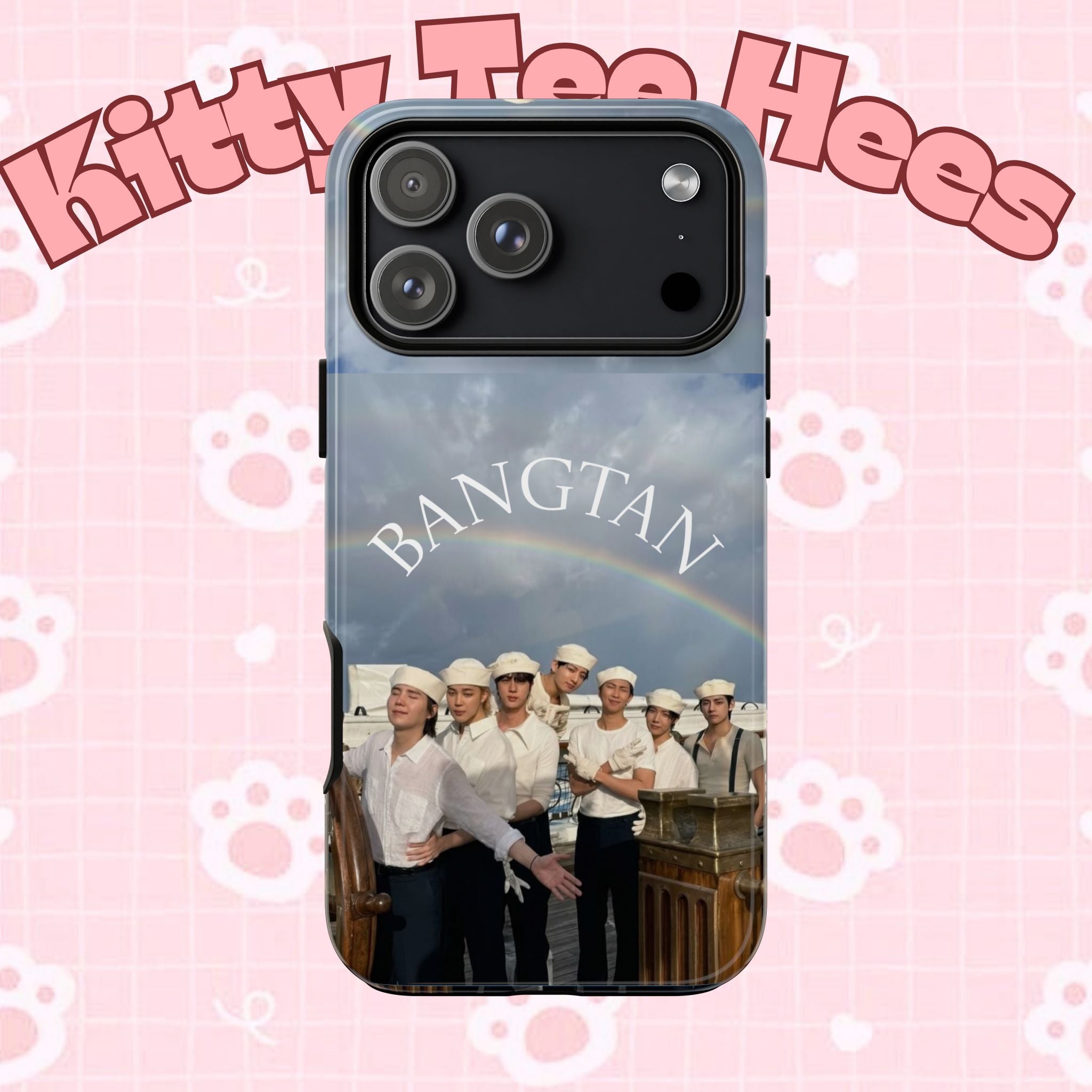 Cute Sailor BTS Swim phone case for iPhone and Samsung, featuring Bangtan Arirang design by Printify.