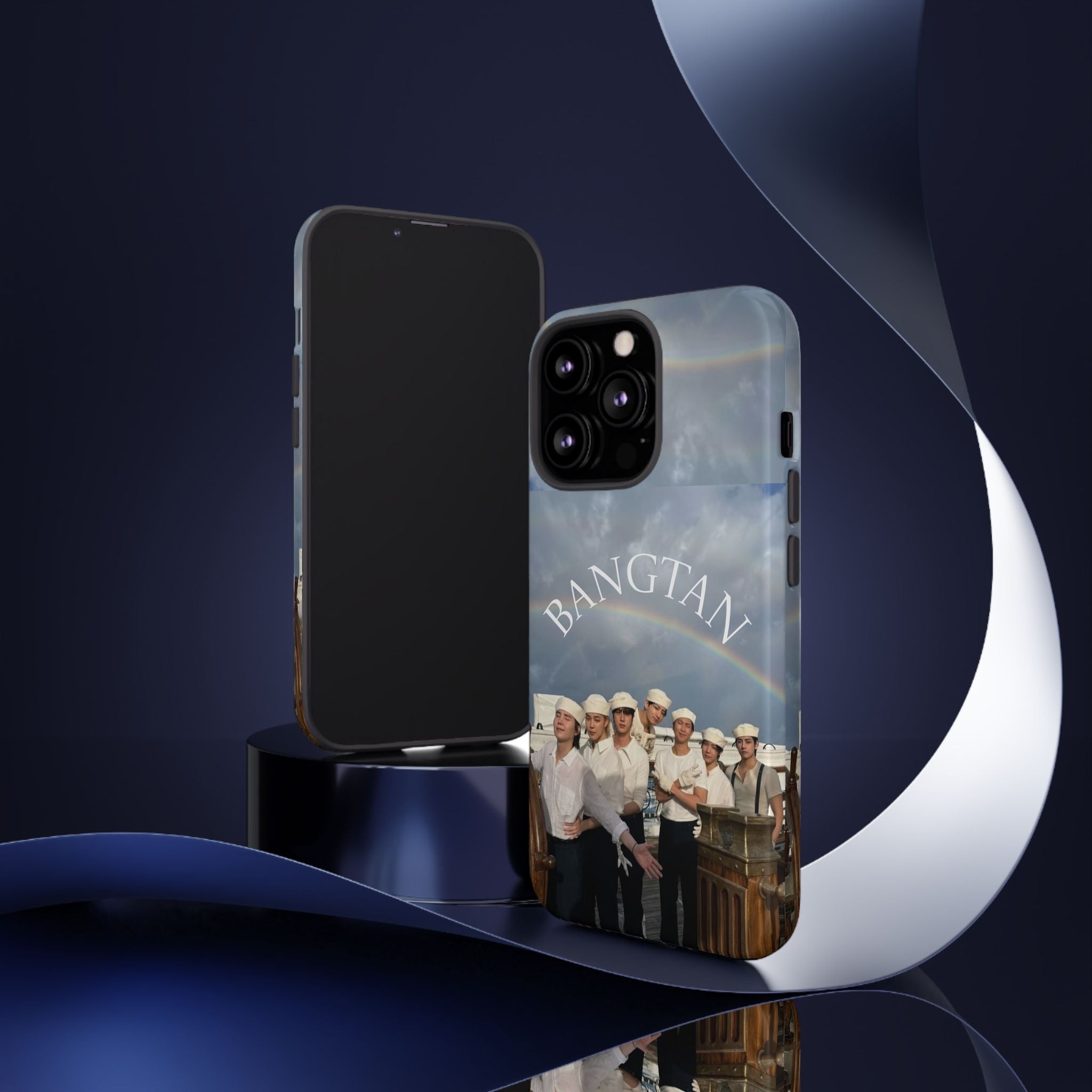 Cute Sailor BTS Swim phone case for iPhone and Samsung, featuring Bangtan Sailor Arirang design by Printify.
