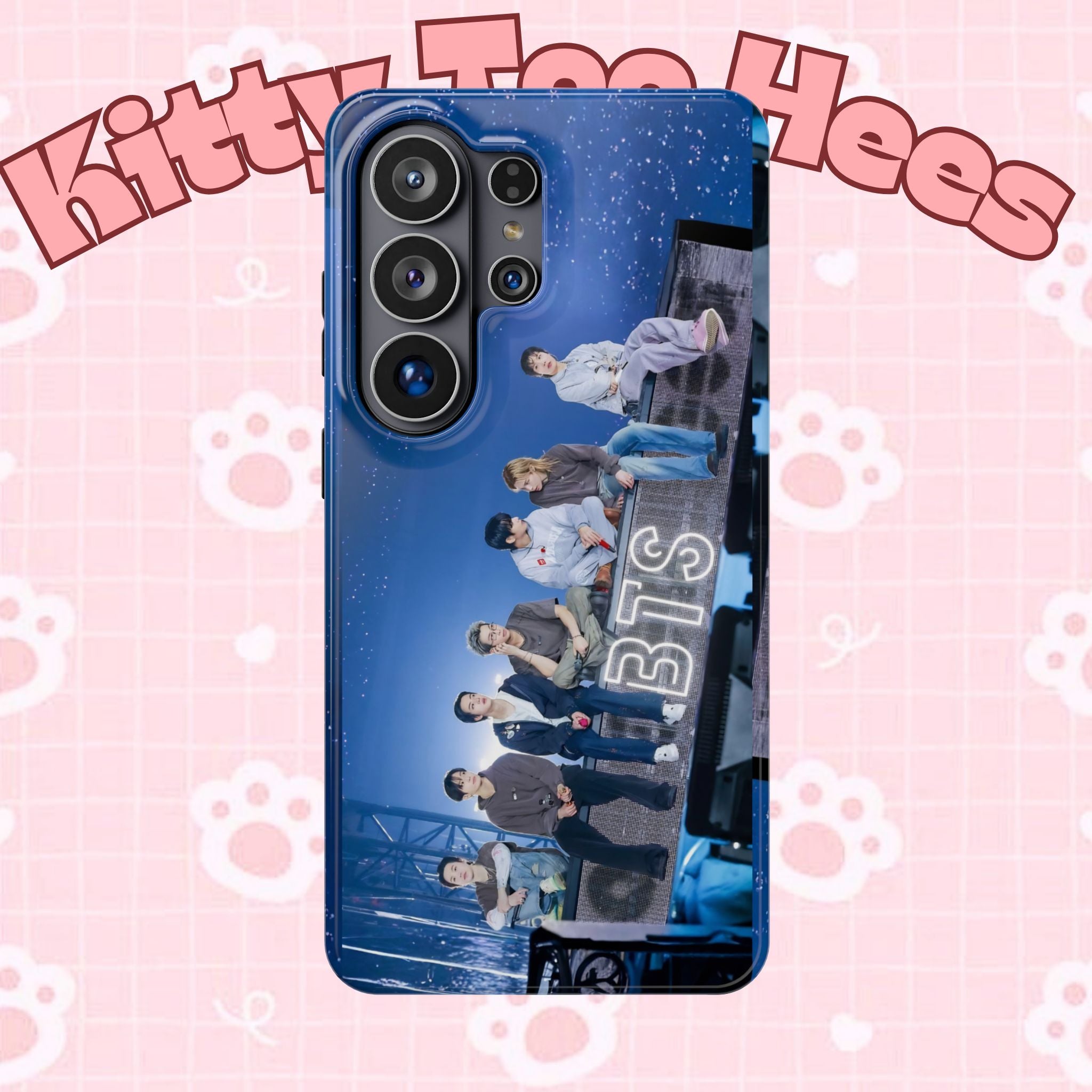 Printify BTS Bangtan World Tour Arirang impact-resistant phone case for iPhone 17 and Samsung Galaxy S26 Ultra, featuring tour artwork.
