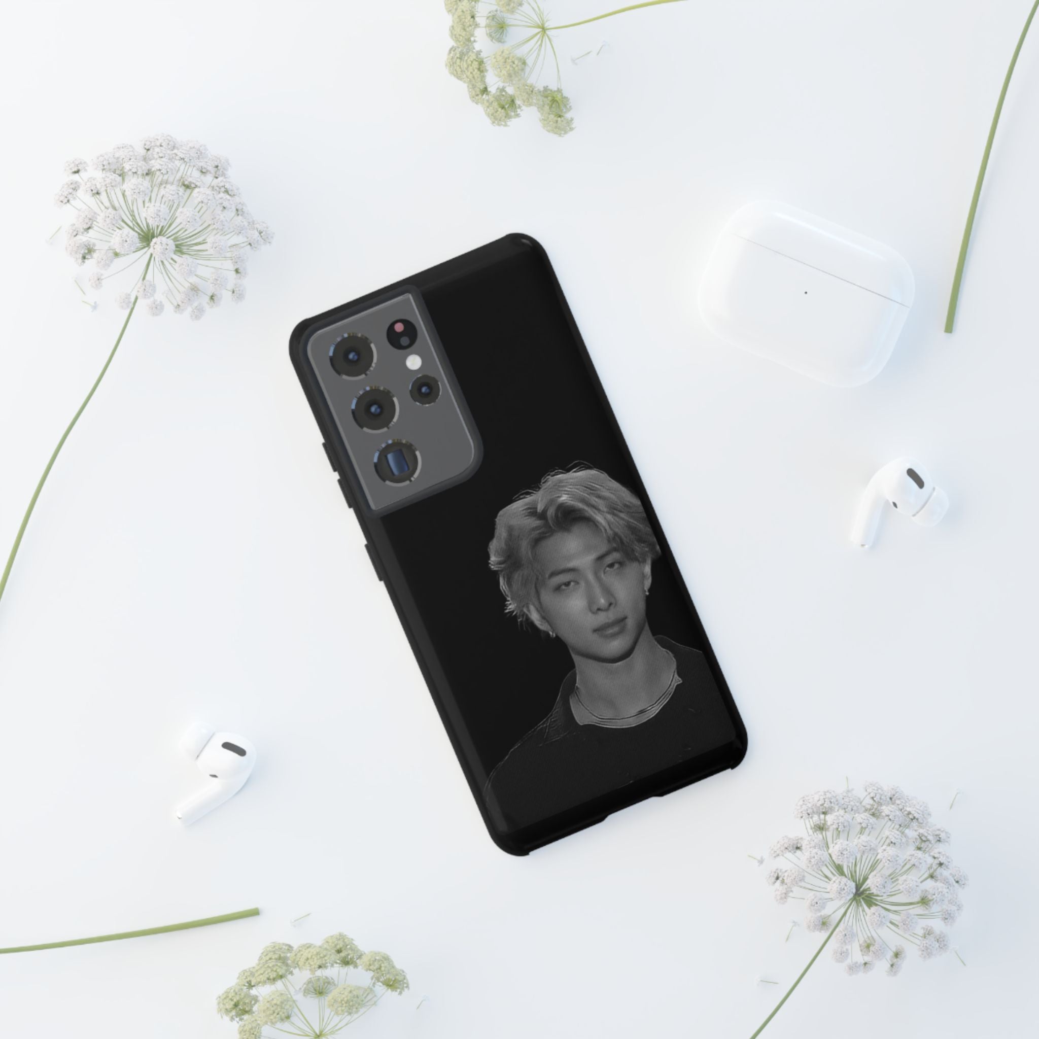 Namjoon BTS concert-themed iPhone case by Printify featuring a rugged protective design with artwork of Namjoon.
